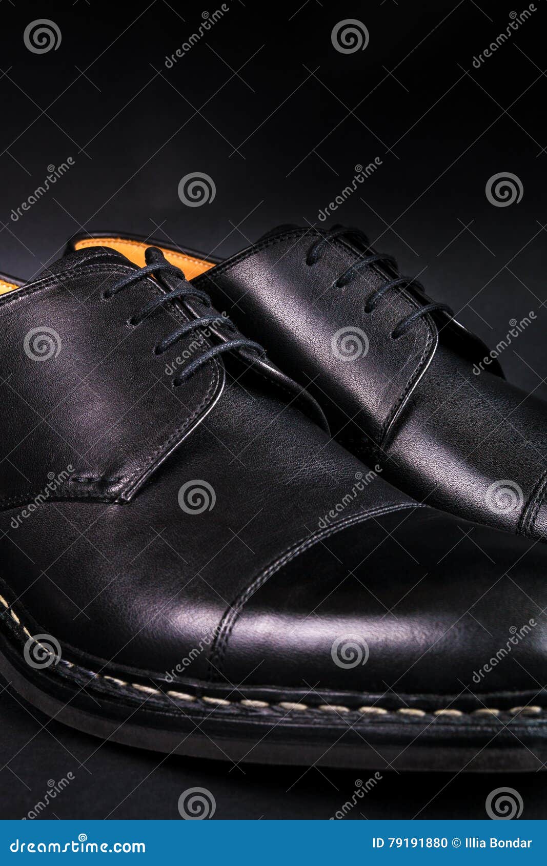 Black Oxford Shoes on Background. Back View. Close Up. Stock Photo ...