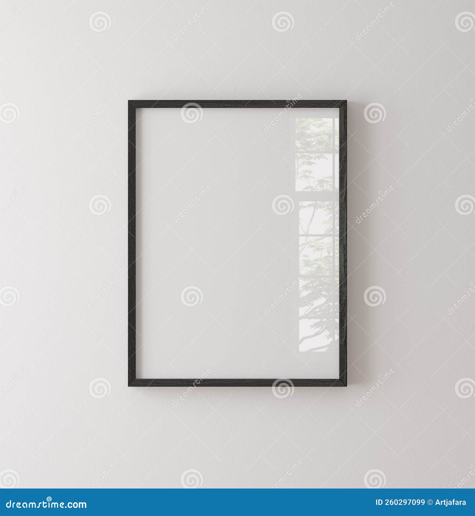 black painted wooden frame mockup close up on white wall