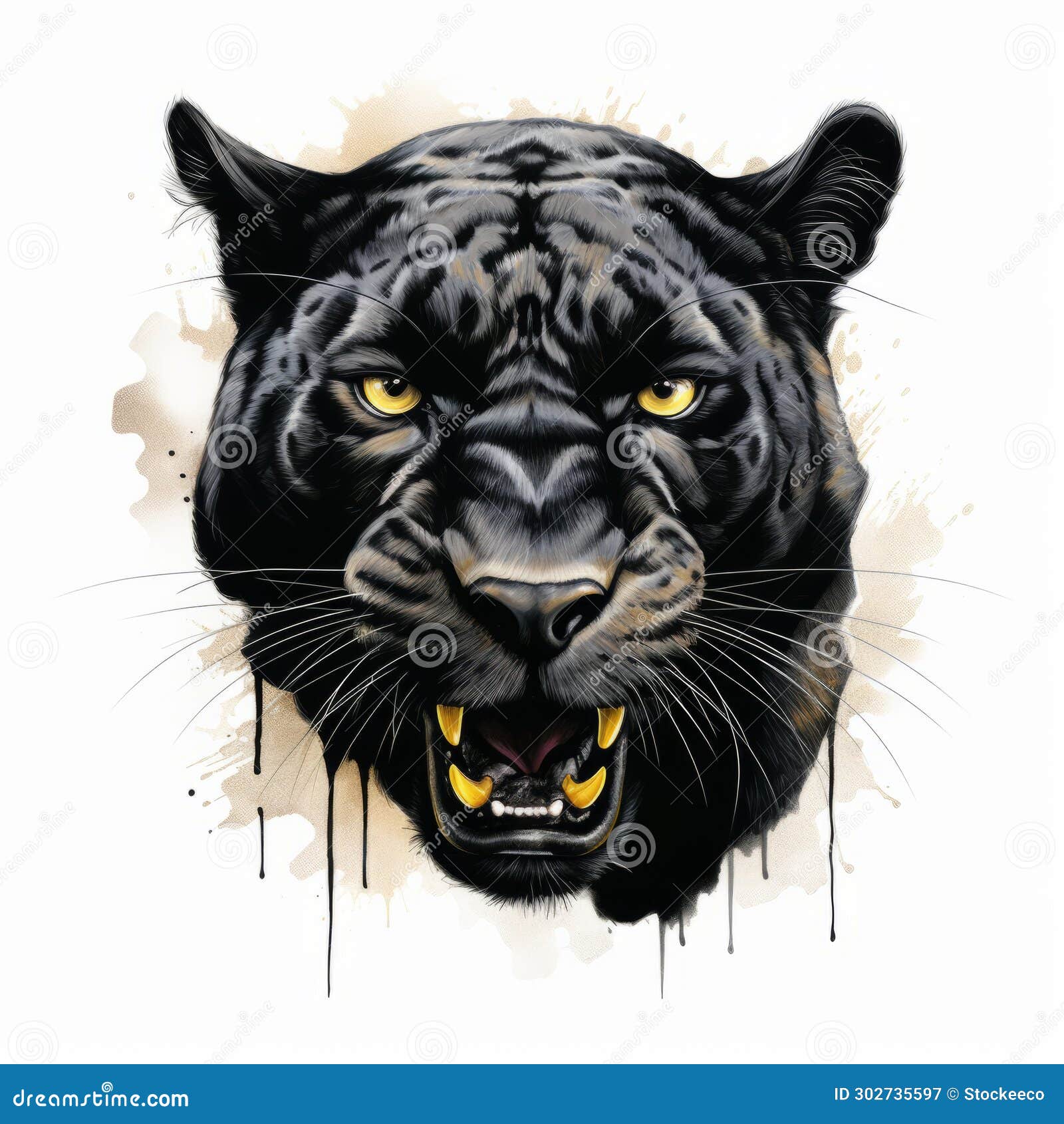 Black Panther Vector Image in Spray Painted Realism Style Stock