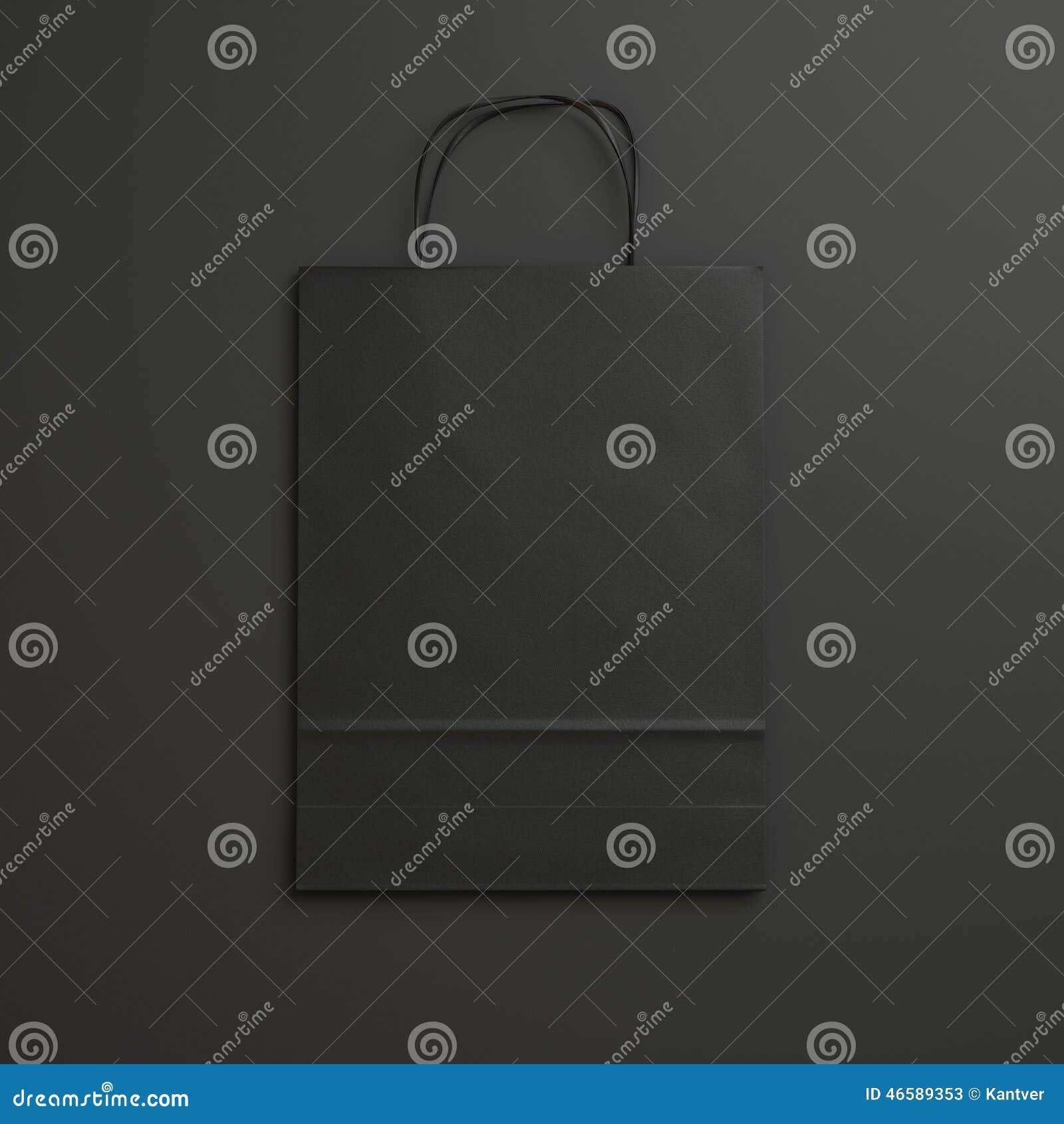 Black Paper Bag On Black Background With Handles Stock Image - Image of