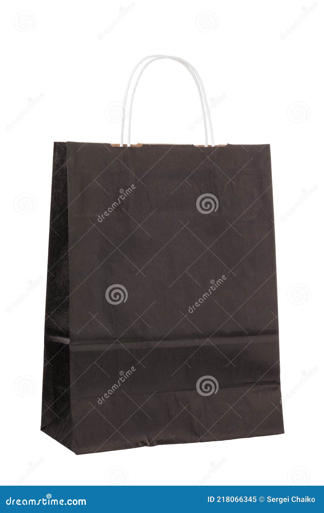 Black Paper Bag with Handles Isolated on White Background Stock Image