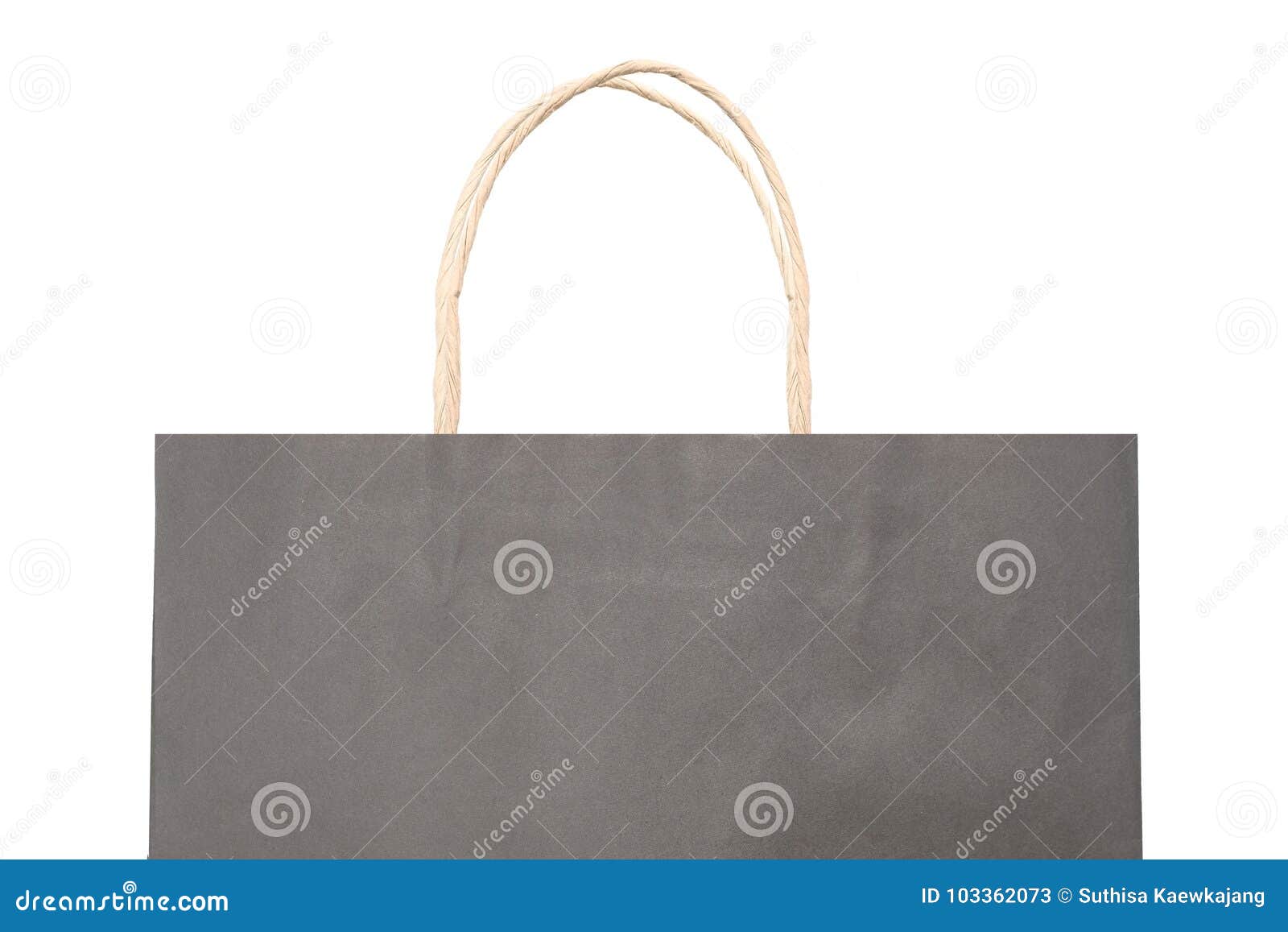 Black Paper Bag with Handles on a White Background. Stock Image - Image