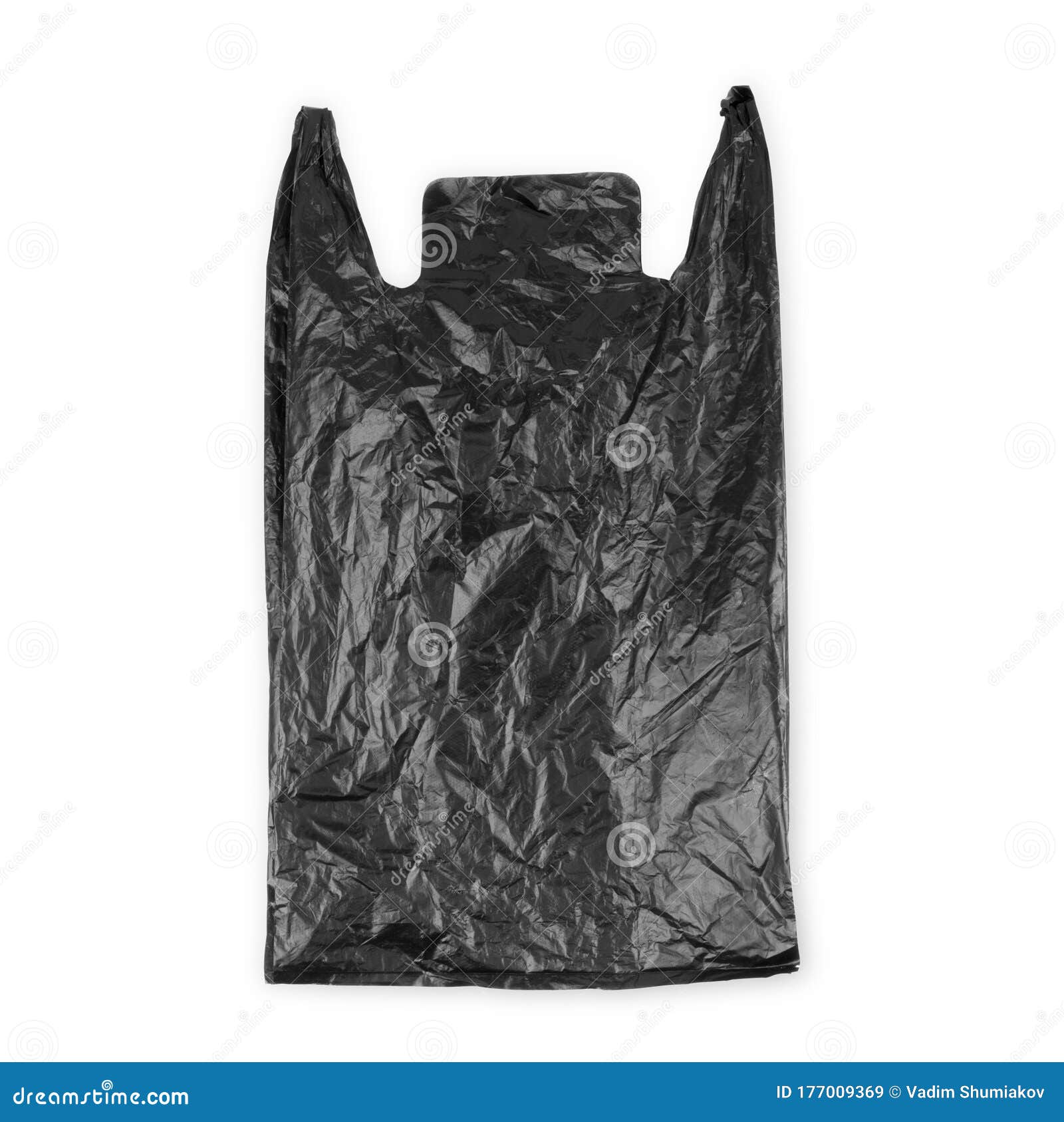 Black Paper Bag with Handles on a White Background Stock Image - Image