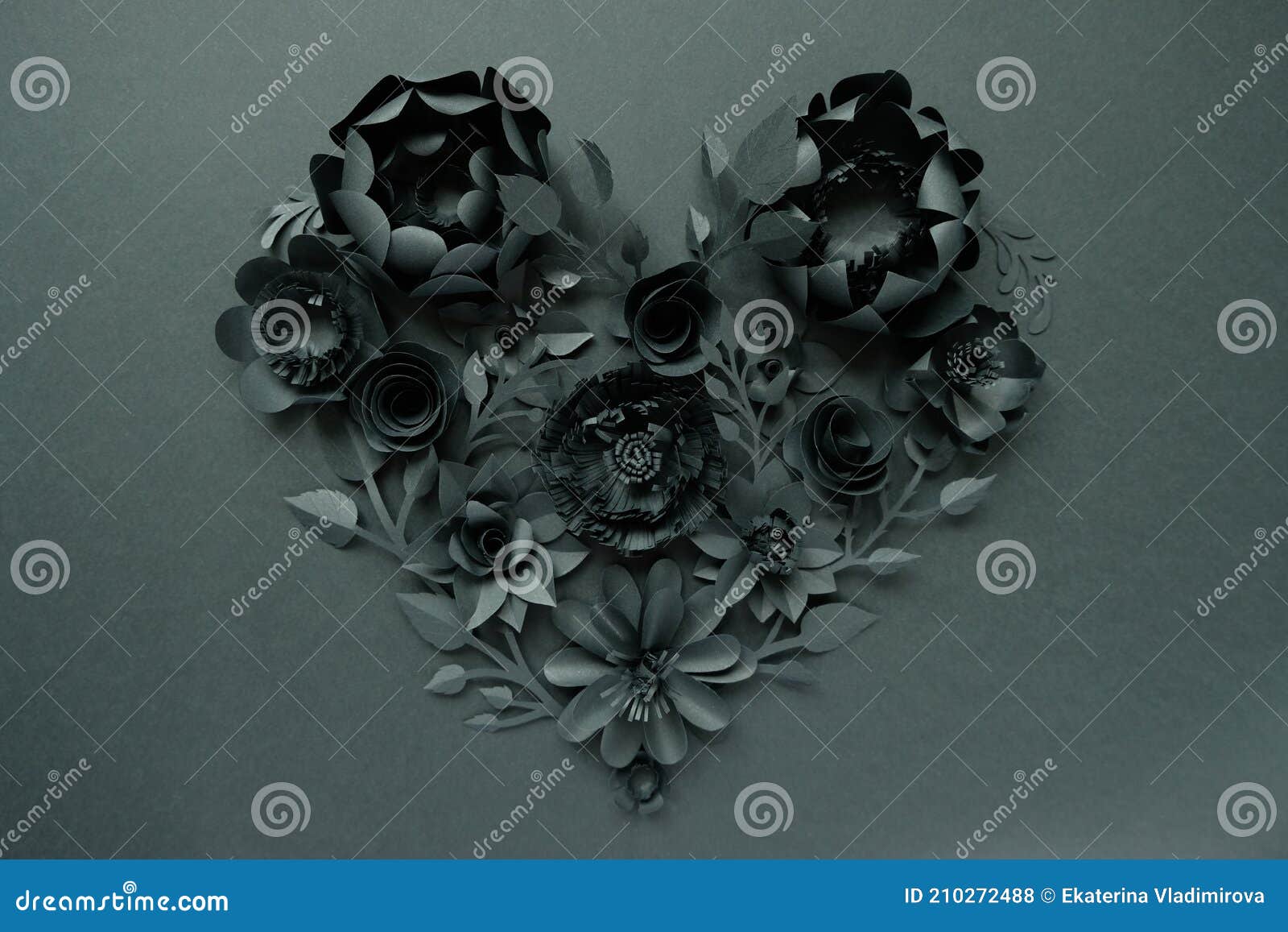 Black paper flowers, floral background, bridal bouquet, wedding