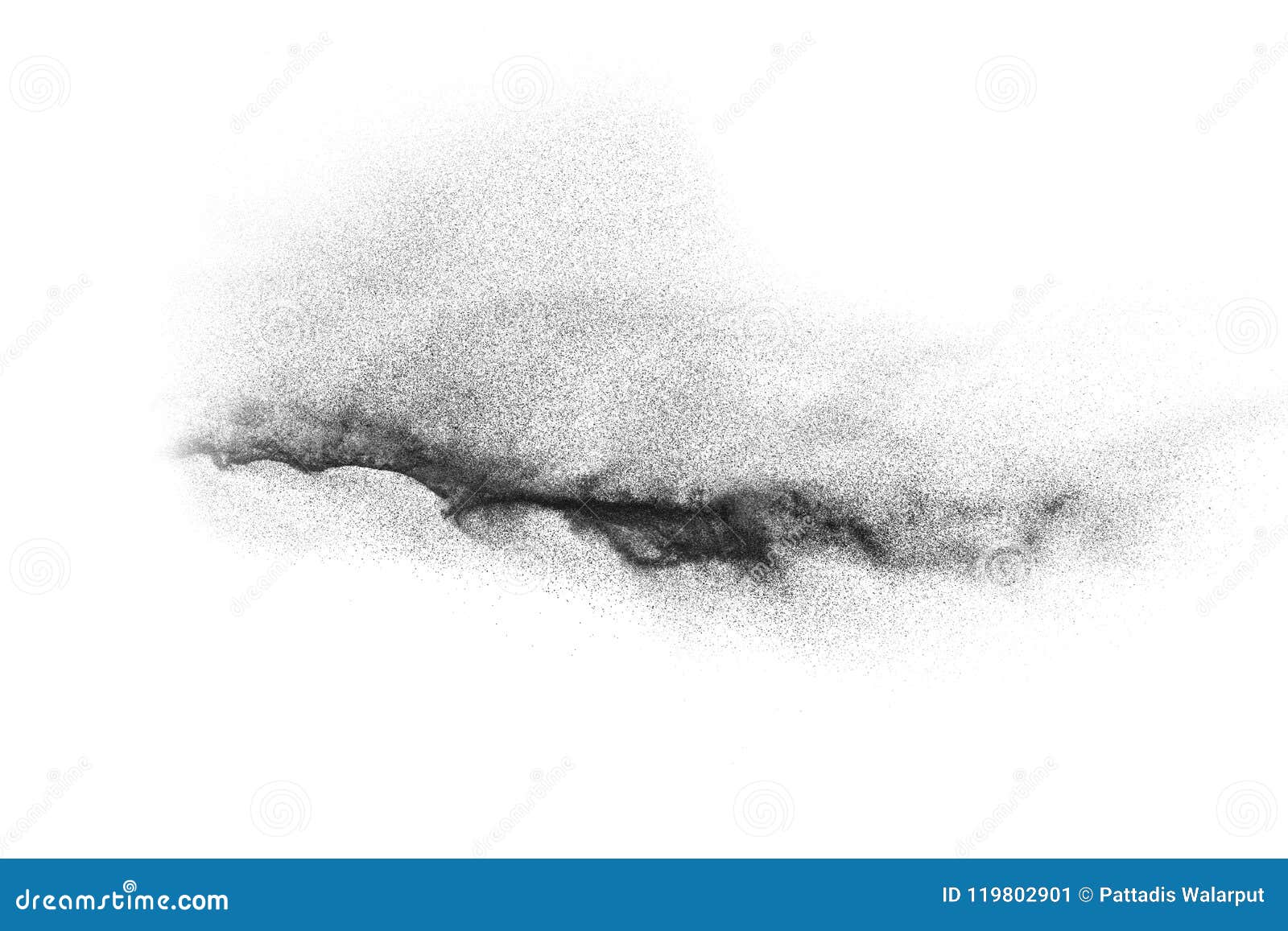 black particles splatter on white background.