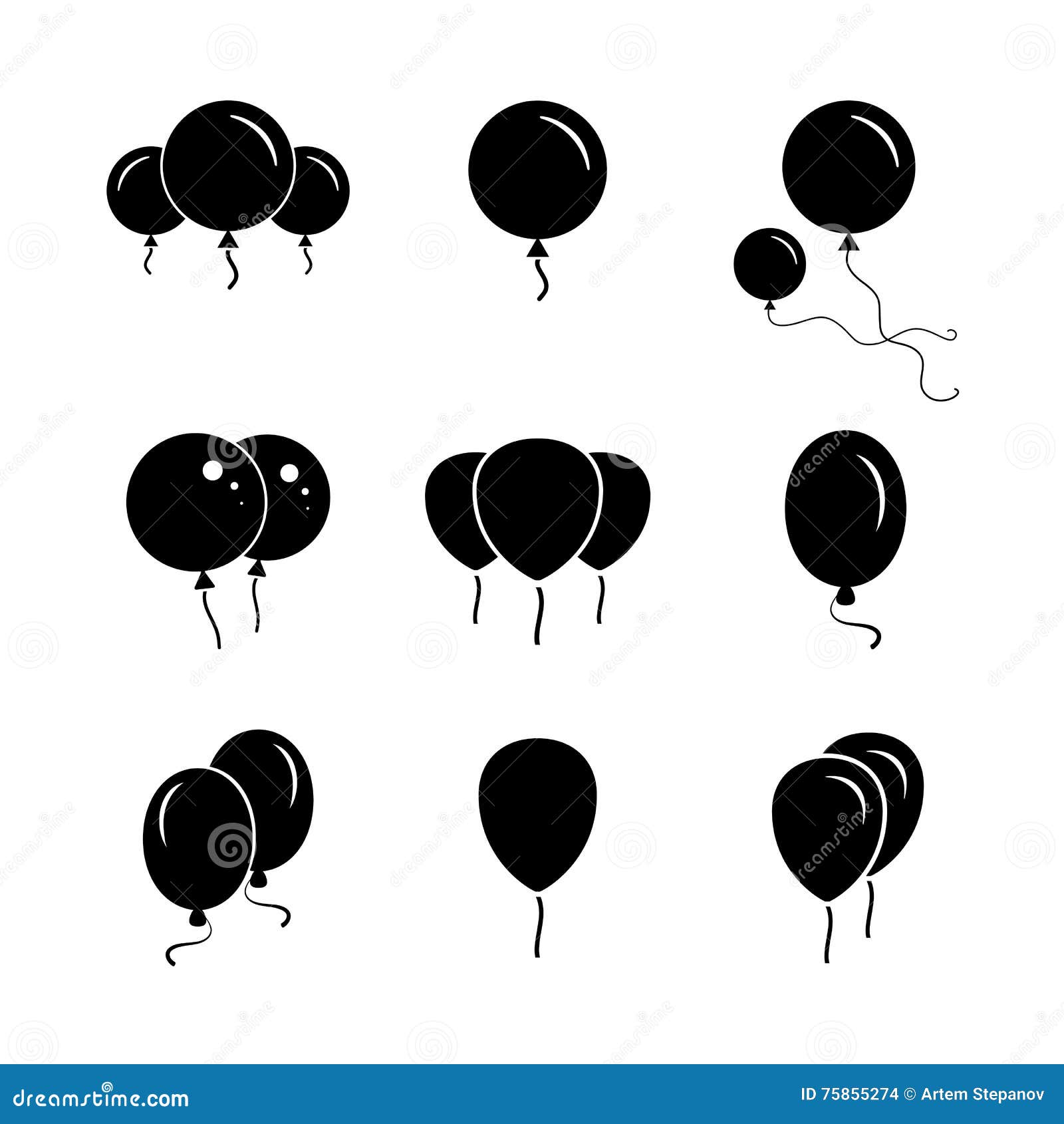 Download Black Party Balloon Icon On White Background Stock Vector ...