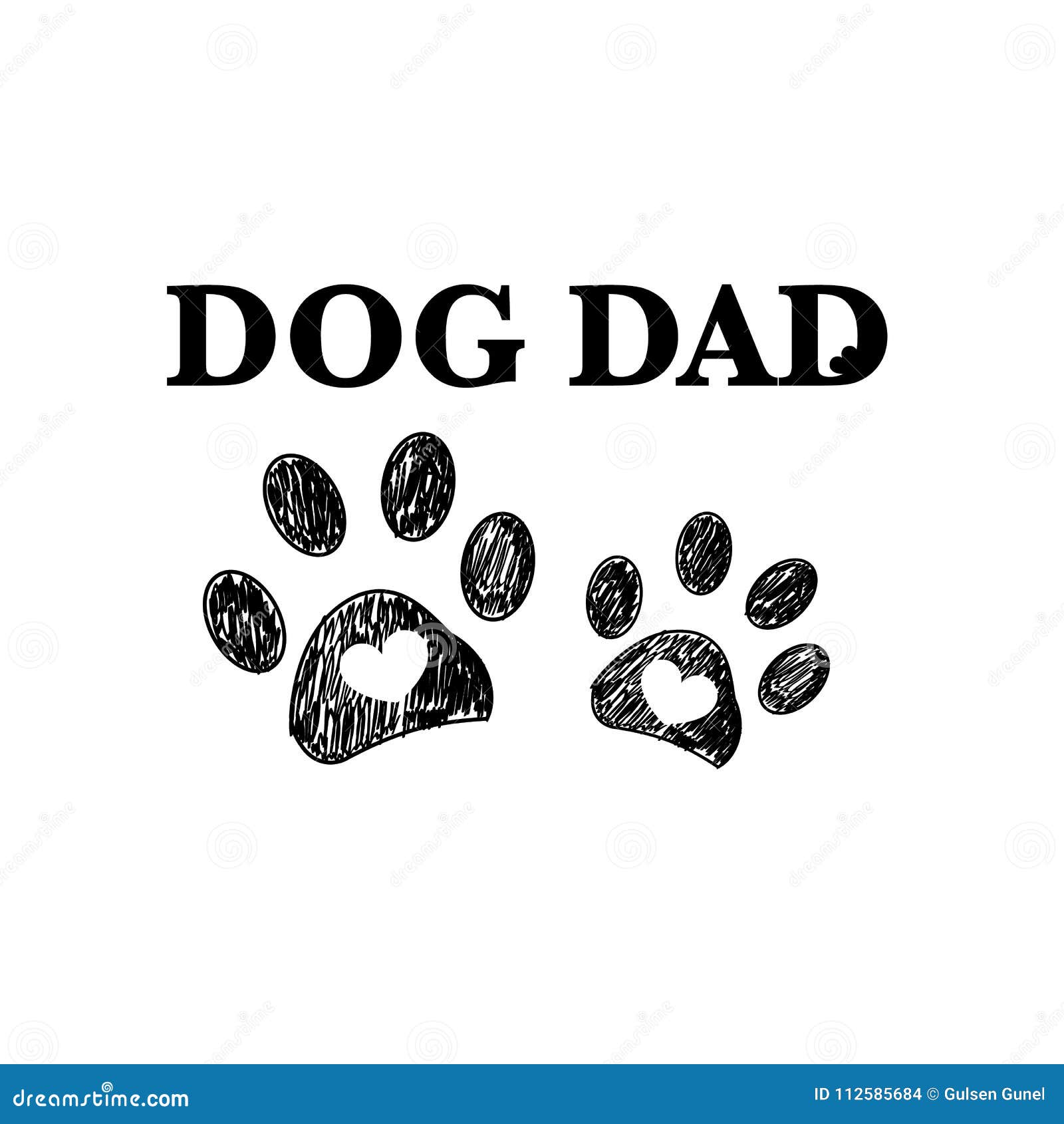 Download Black Paw Print With Hearts. Dog Dad Text. Happy Father`s ...