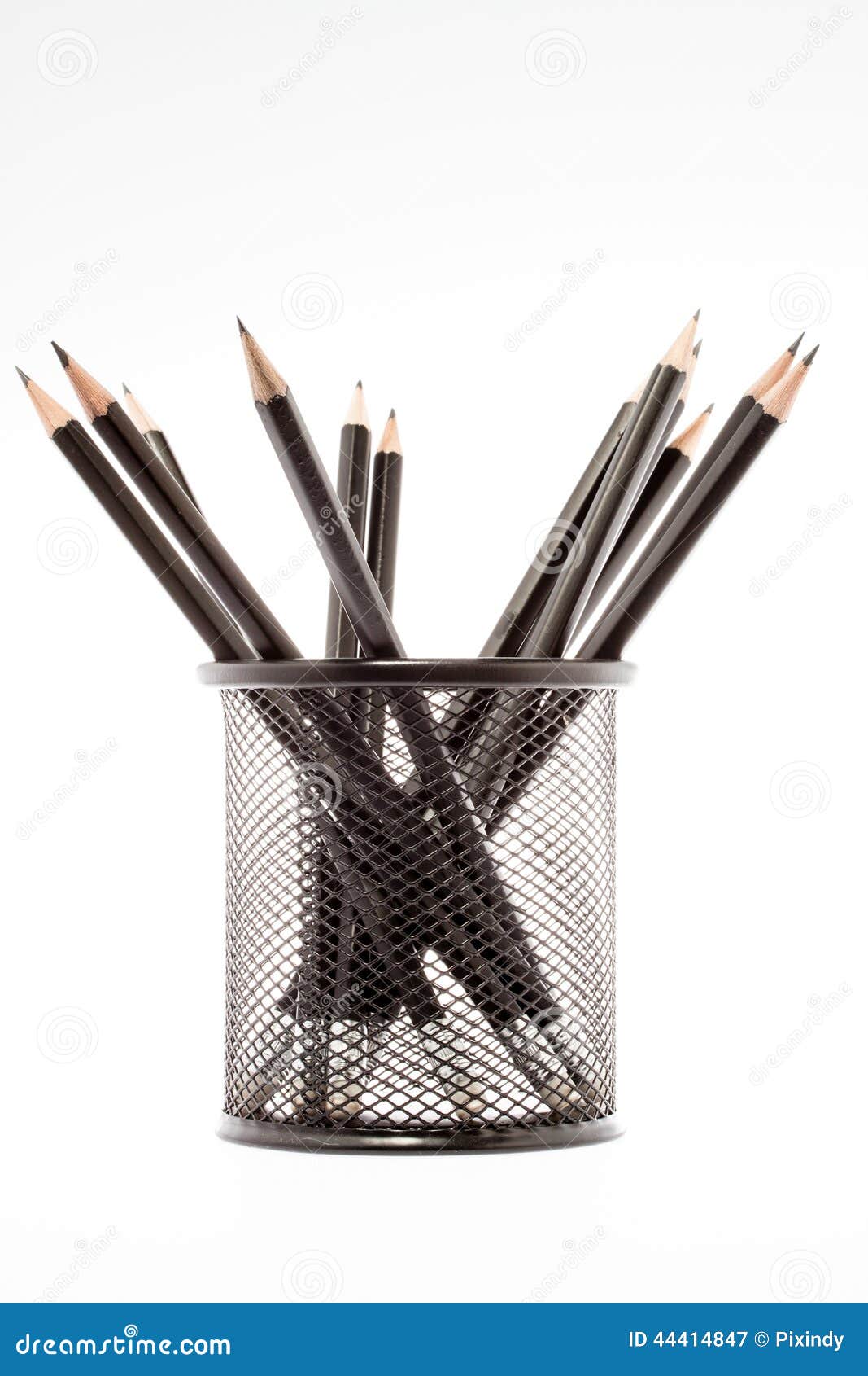 Black Pencil Holder with Pencils Isolated Stock Image Image of wood