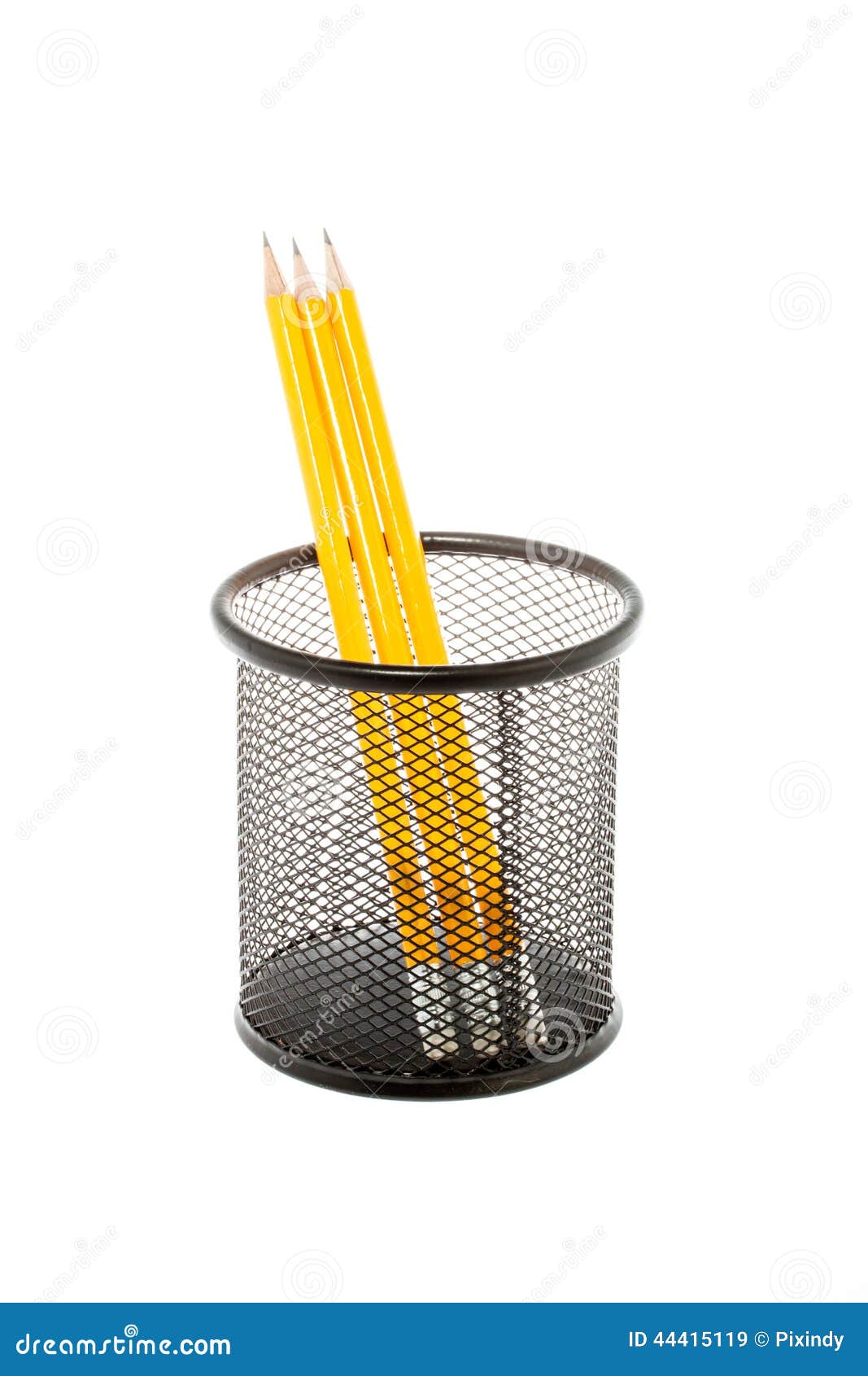 Black Pencil Holder with Pencils Isolated on White Stock Image Image