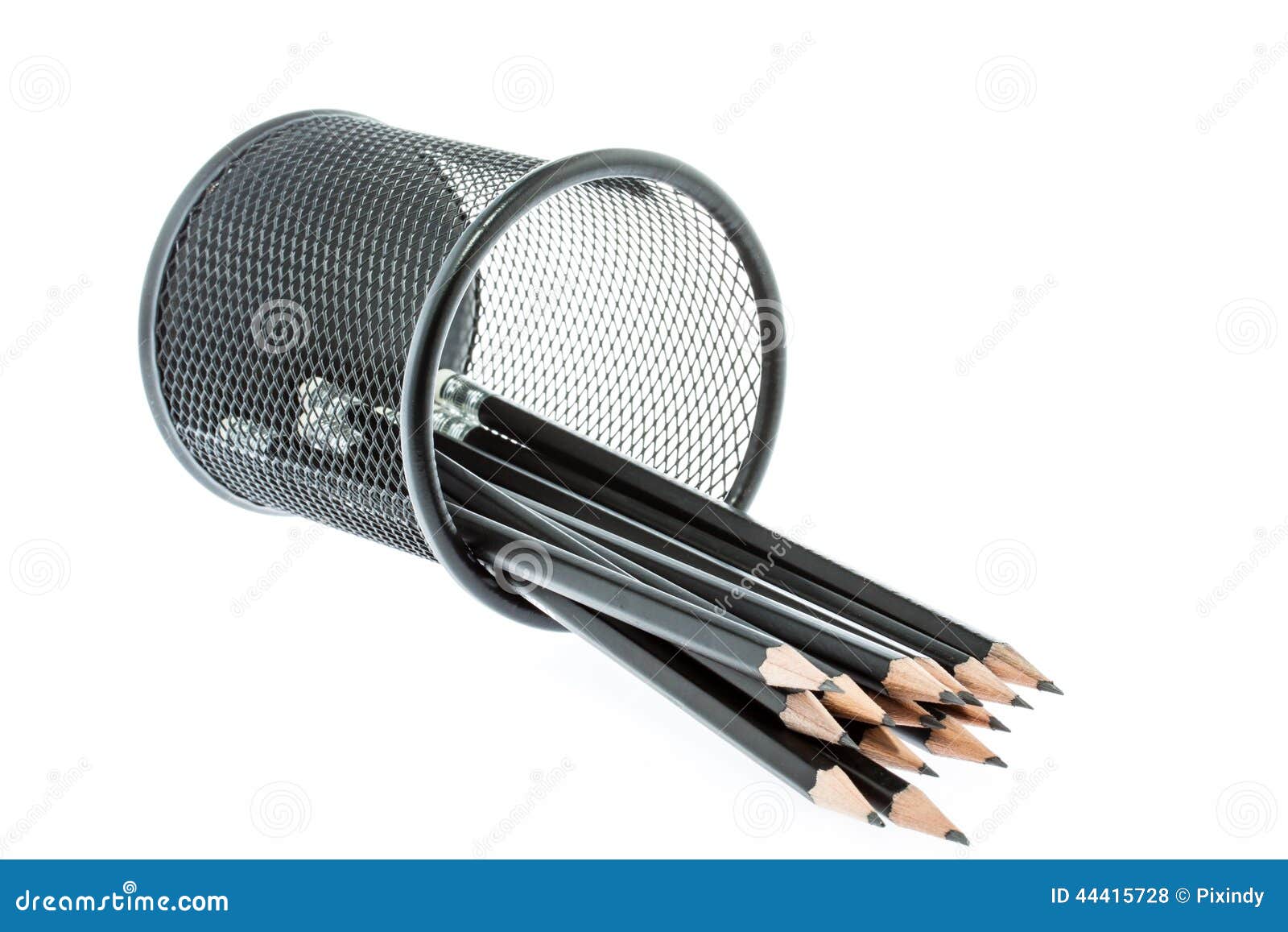Black Pencil Holder with Pencils on White Stock Photo Image of yellow