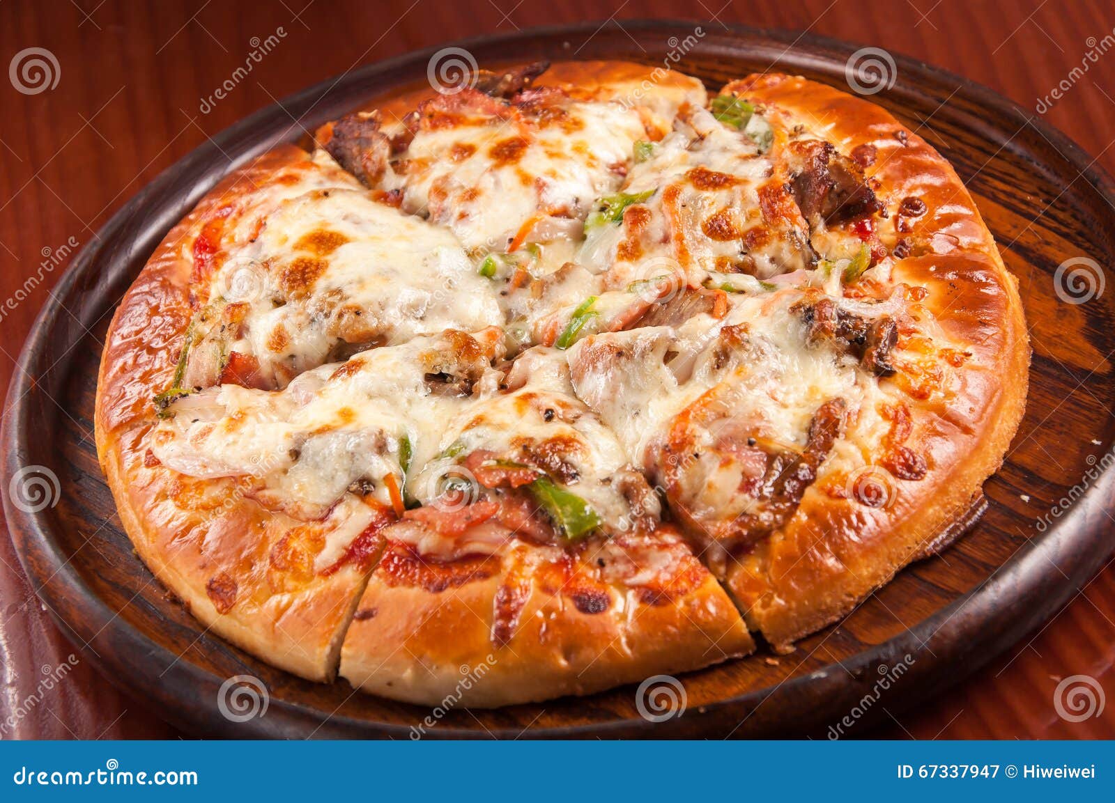 Black pepper beef pizza stock image. Image of cucumber 67337947