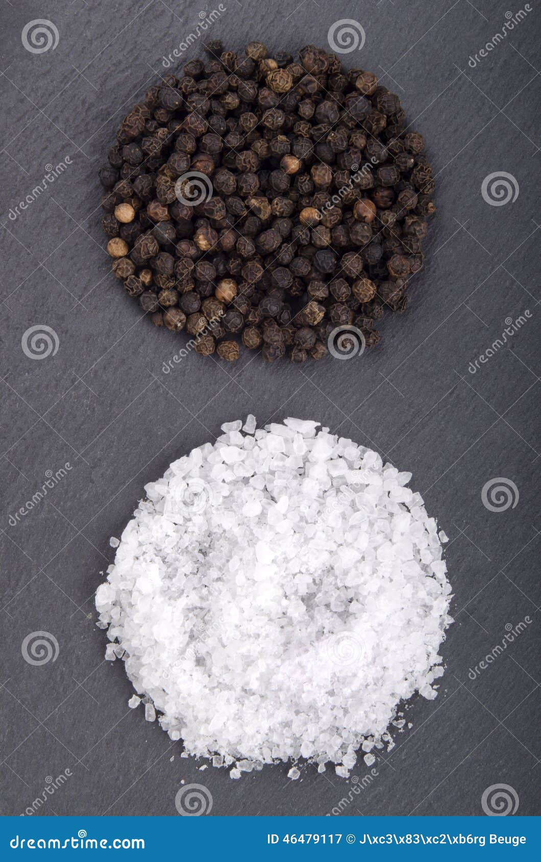 Black Pepper and Coarse Salt Stock Image Image of pepper, round 46479117