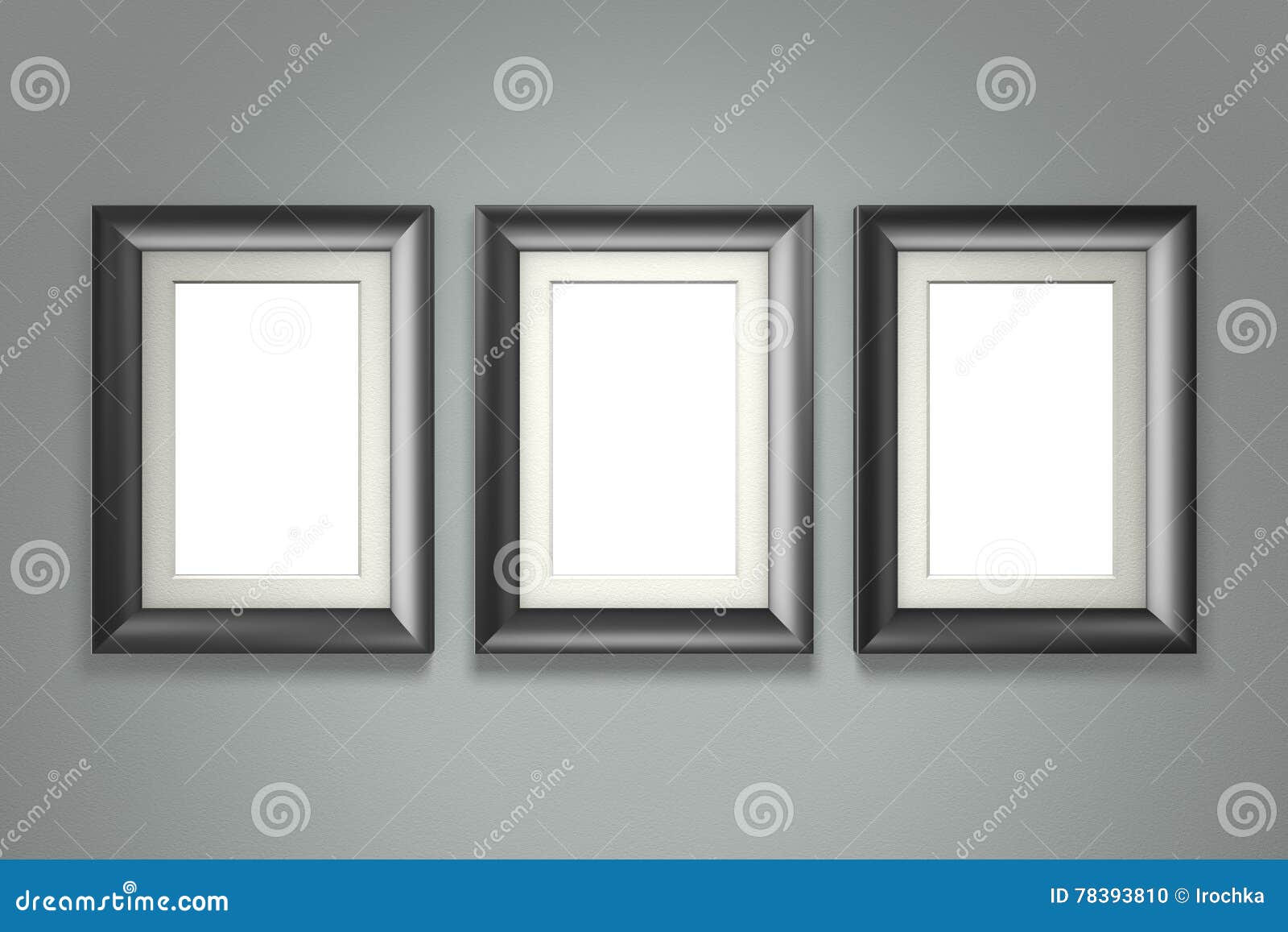 Black Picture Frame on Gray Wall Stock Photo Image of border, empty