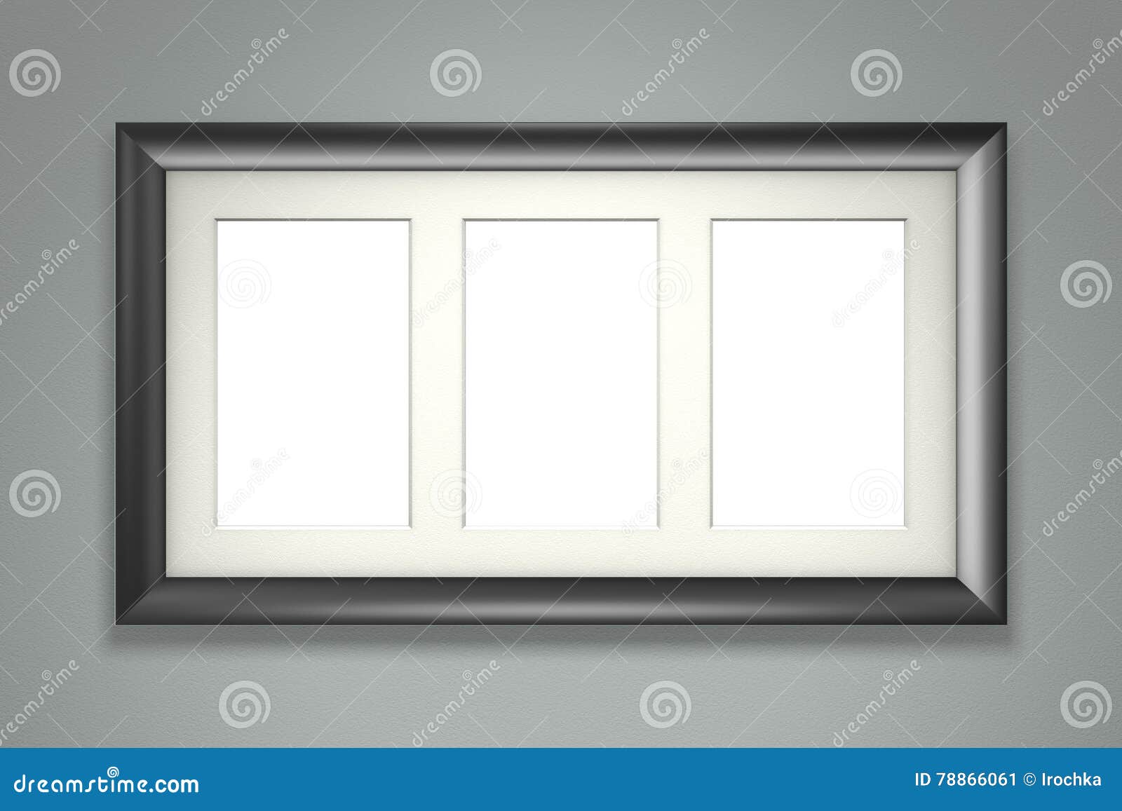 Black Picture Frame on Gray Wall Stock Illustration Illustration of