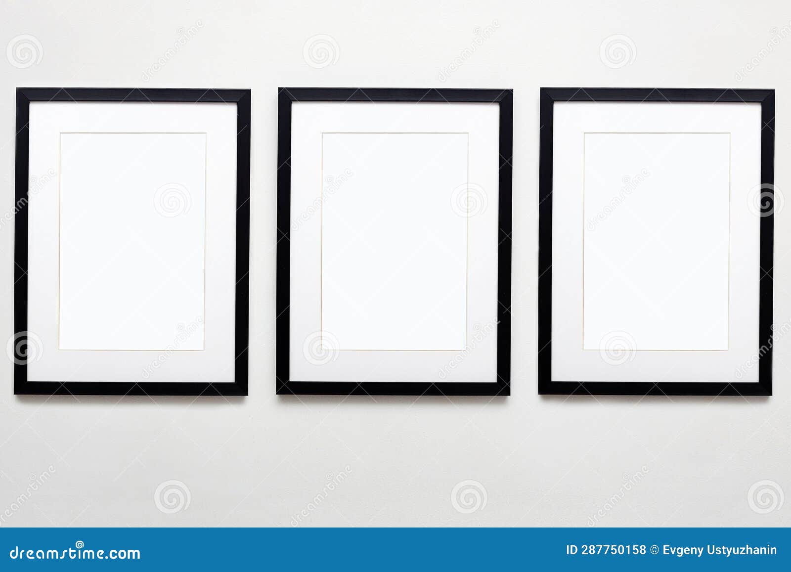 black picture frames. stylish photoframes with passe-partout for poster or pictute. gallery wall