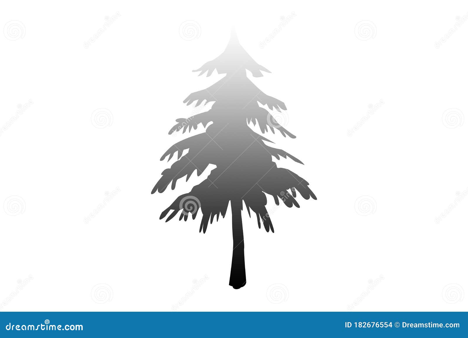 Black Pine Tree on White Background Stock Illustration Illustration