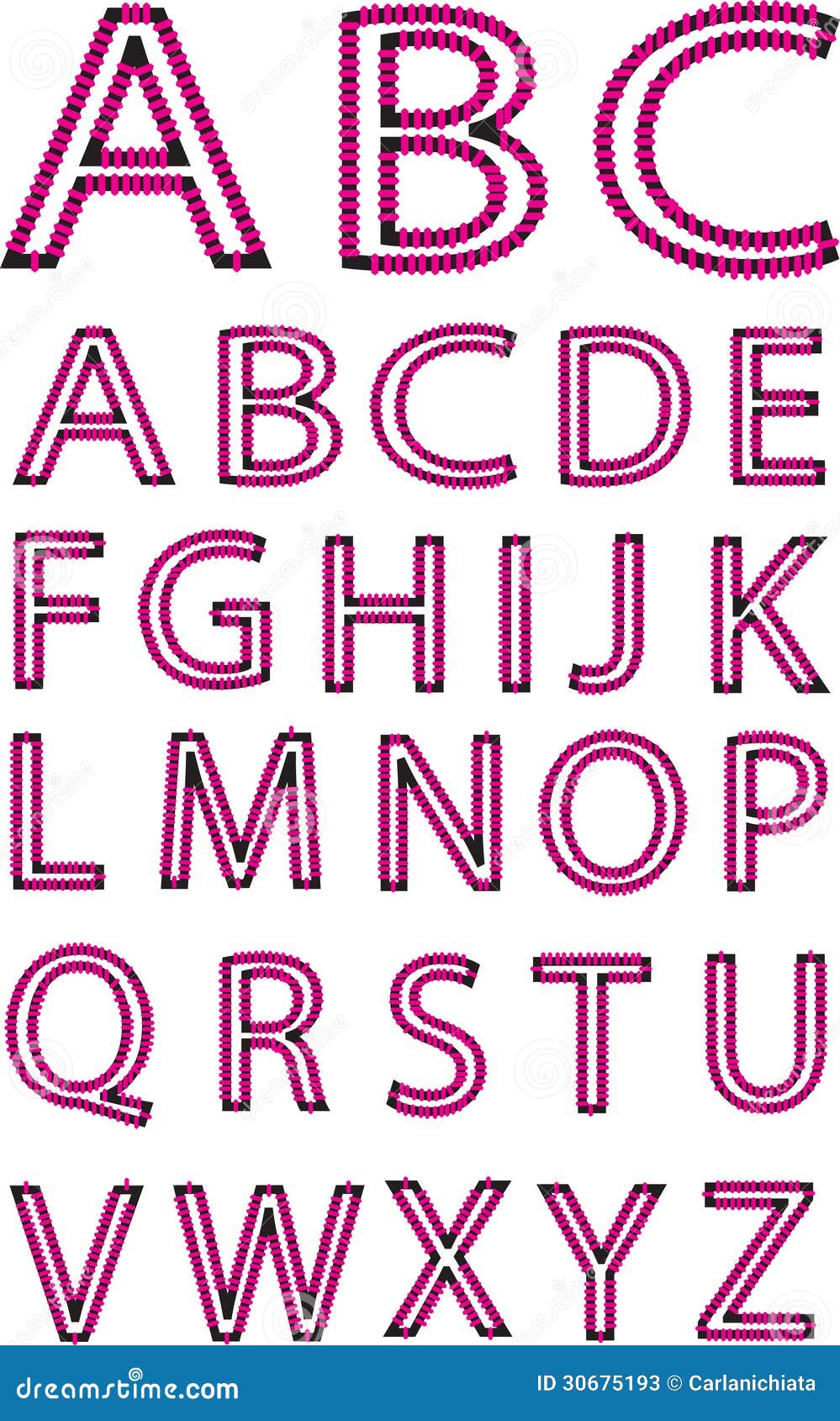 Black and Pink Alphabet stock vector. Illustration of alphabet - 30675193