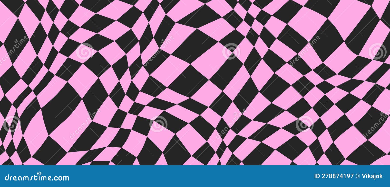 Black and Pink Distorted Checkerboard Background. Retro Emo Psychedelic