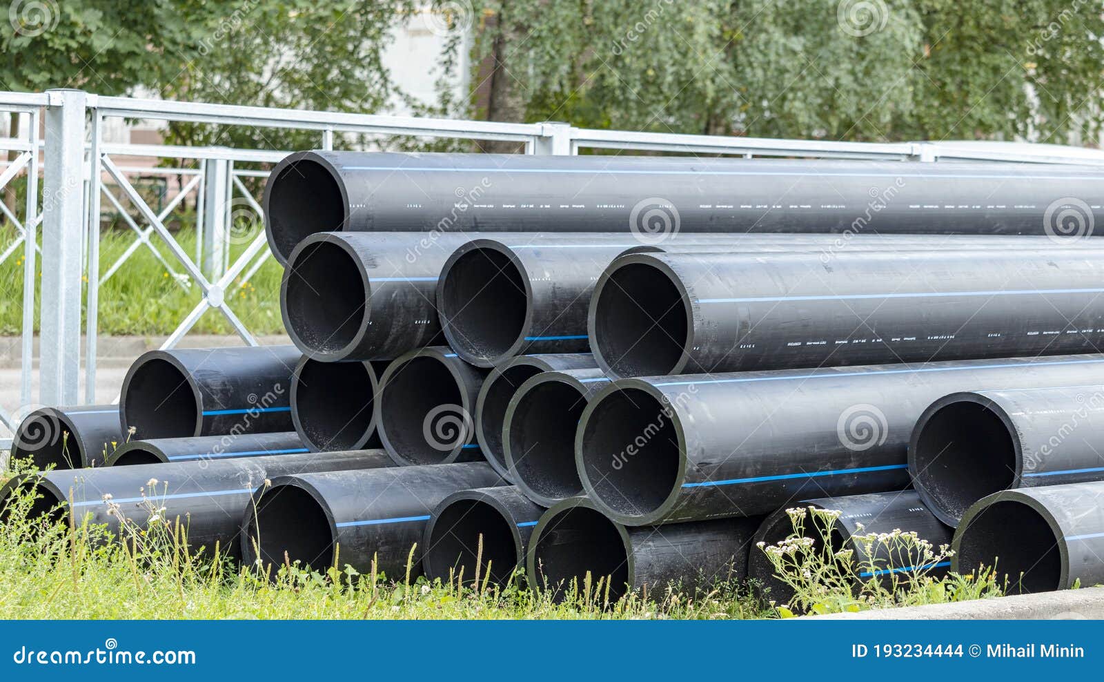 Black Pipes for Sewage on a Construction Site Stock Photo Image of