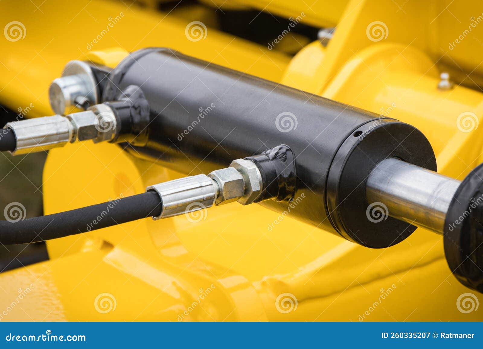 Black Piston or Actuator in Pneumatic or Hydraulic Machine. Technology