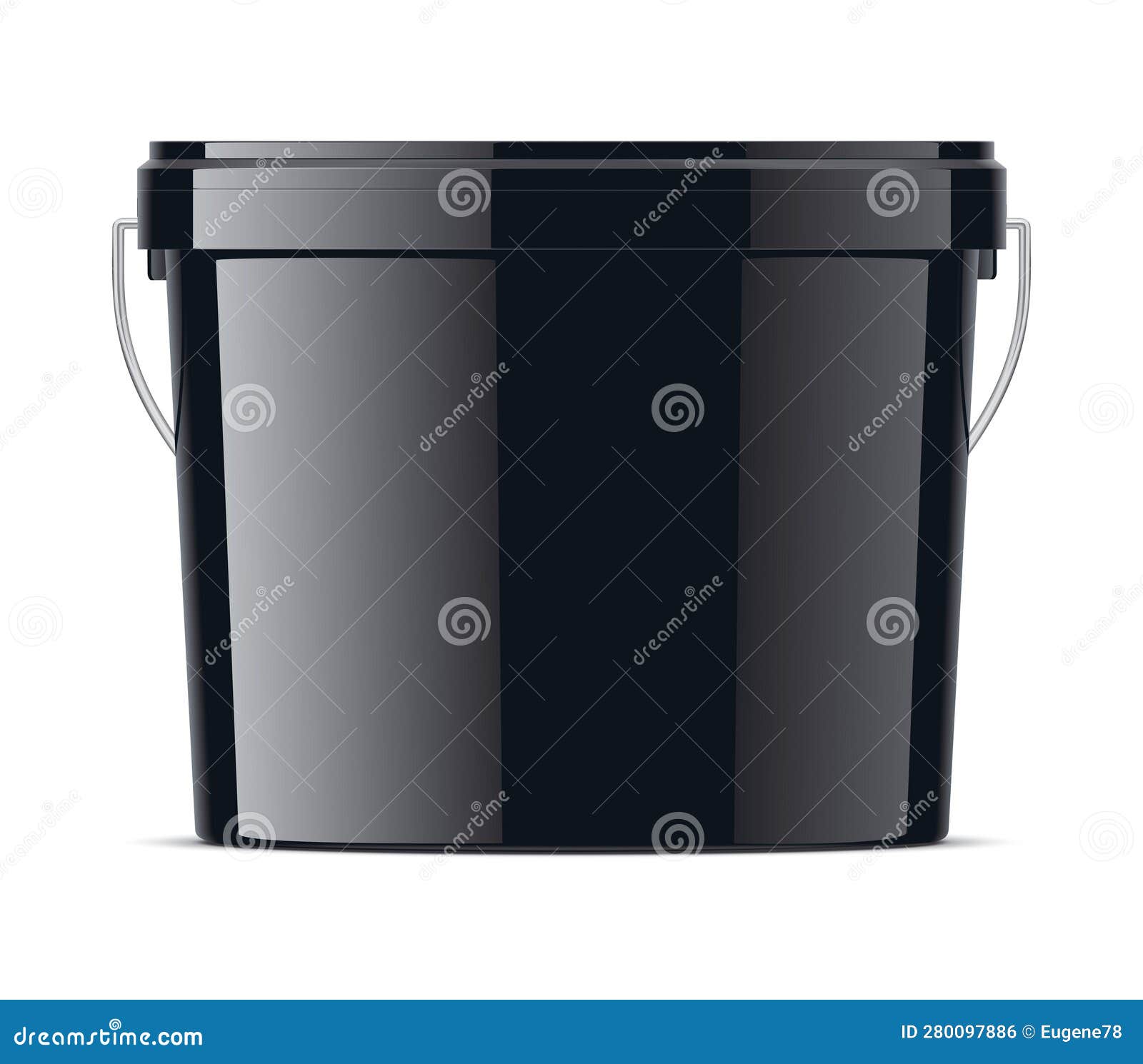 Black Plastic Bucket of Medium Size Stock Vector Illustration of