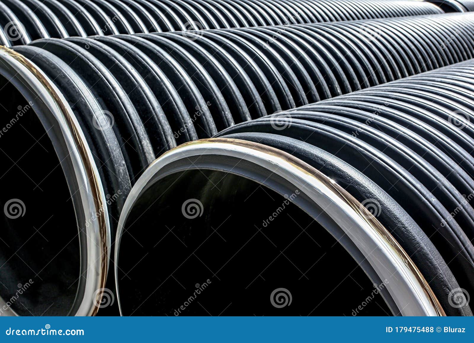 Black Plastic Corrugated Pipe Stock Photo Image of perspective