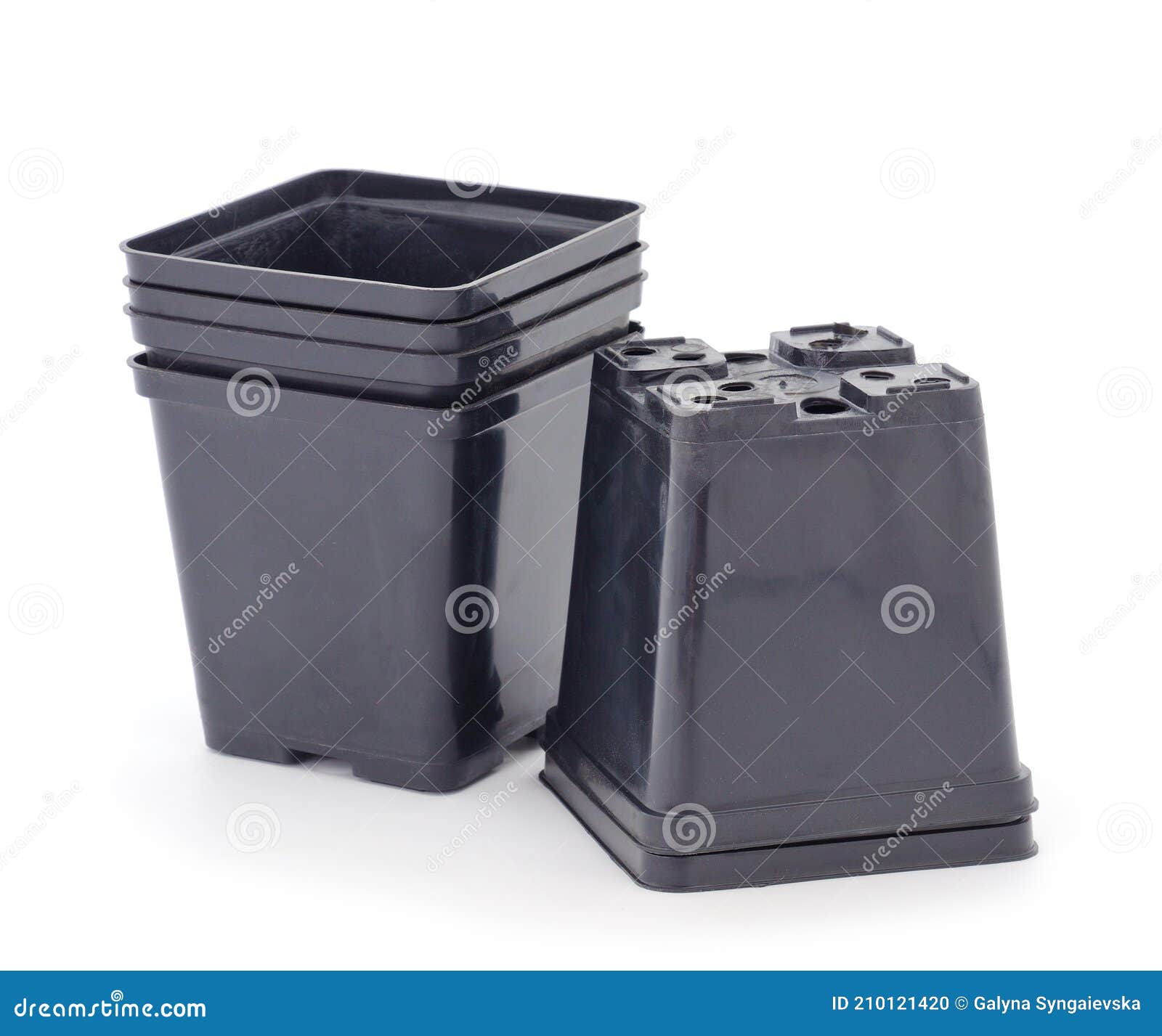 Black plastic flower pots stock photo. Image of flowerpot 210121420