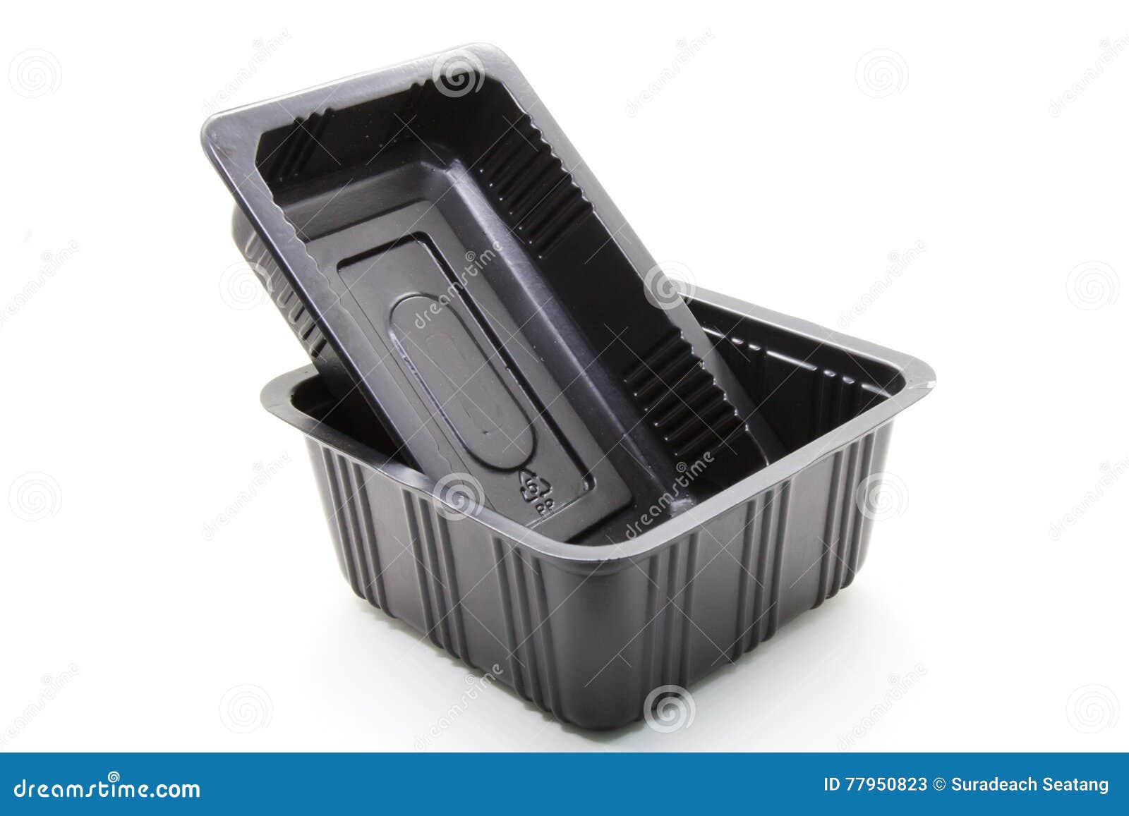 Black Plastic Food Container Stock Image Image of household, color