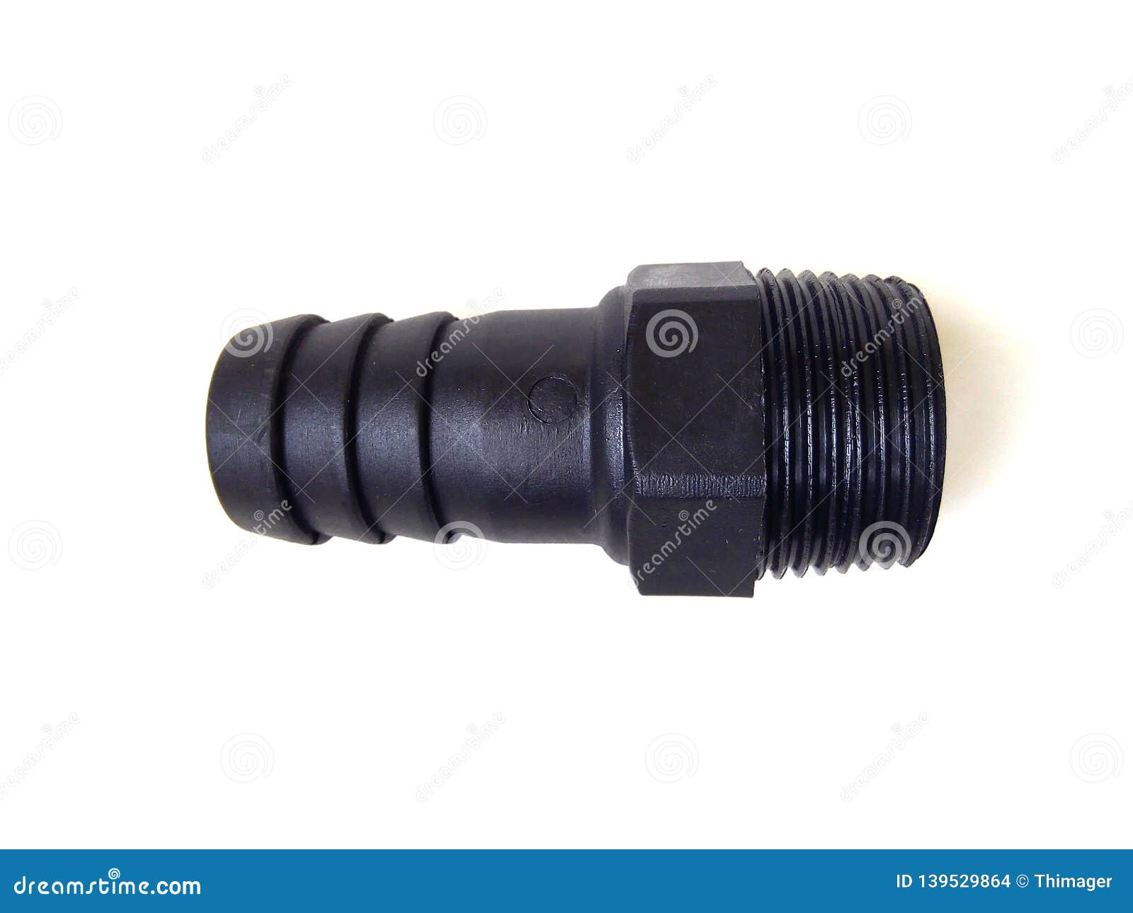 Black Plastic Pipe Fitting. Stock Photo Image of connection, color