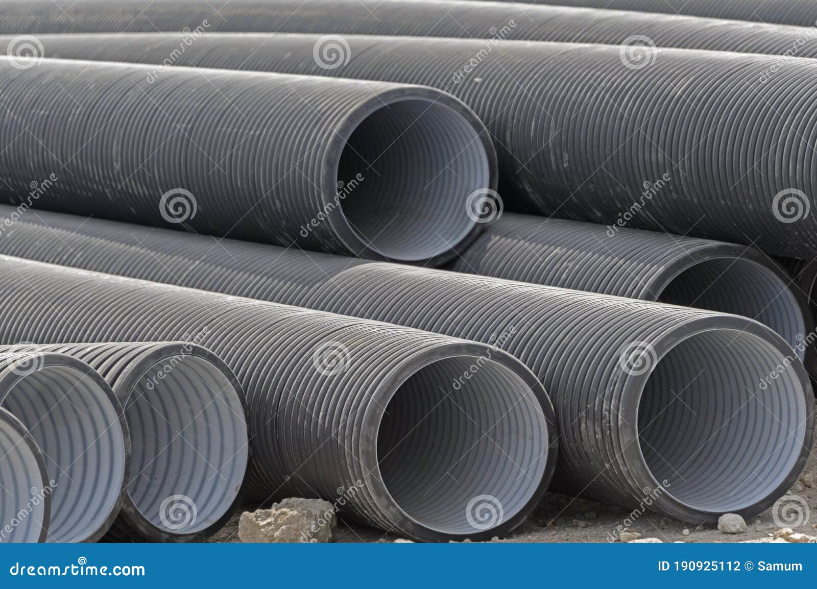 Black Plastic Pipes for Water Supply Stock Photo Image of development
