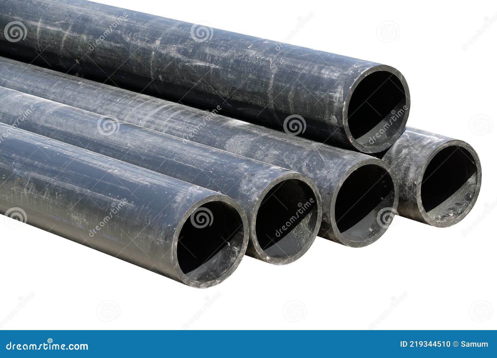 Black Plastic Pipes for Water Supply Stock Photo Image of black
