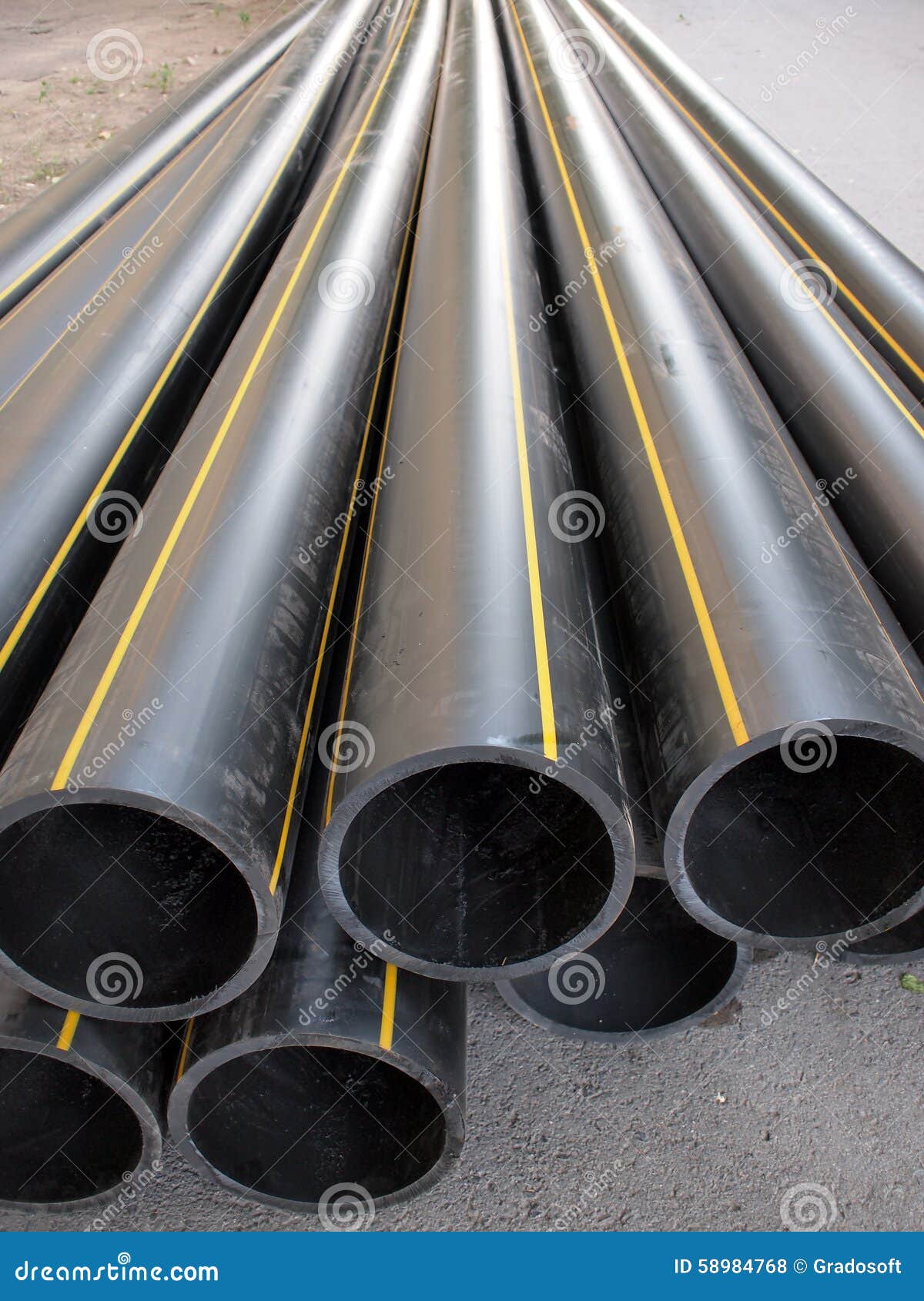 Black Plastic PVC Pipe Lying on the Street Stock Photo Image of bokeh