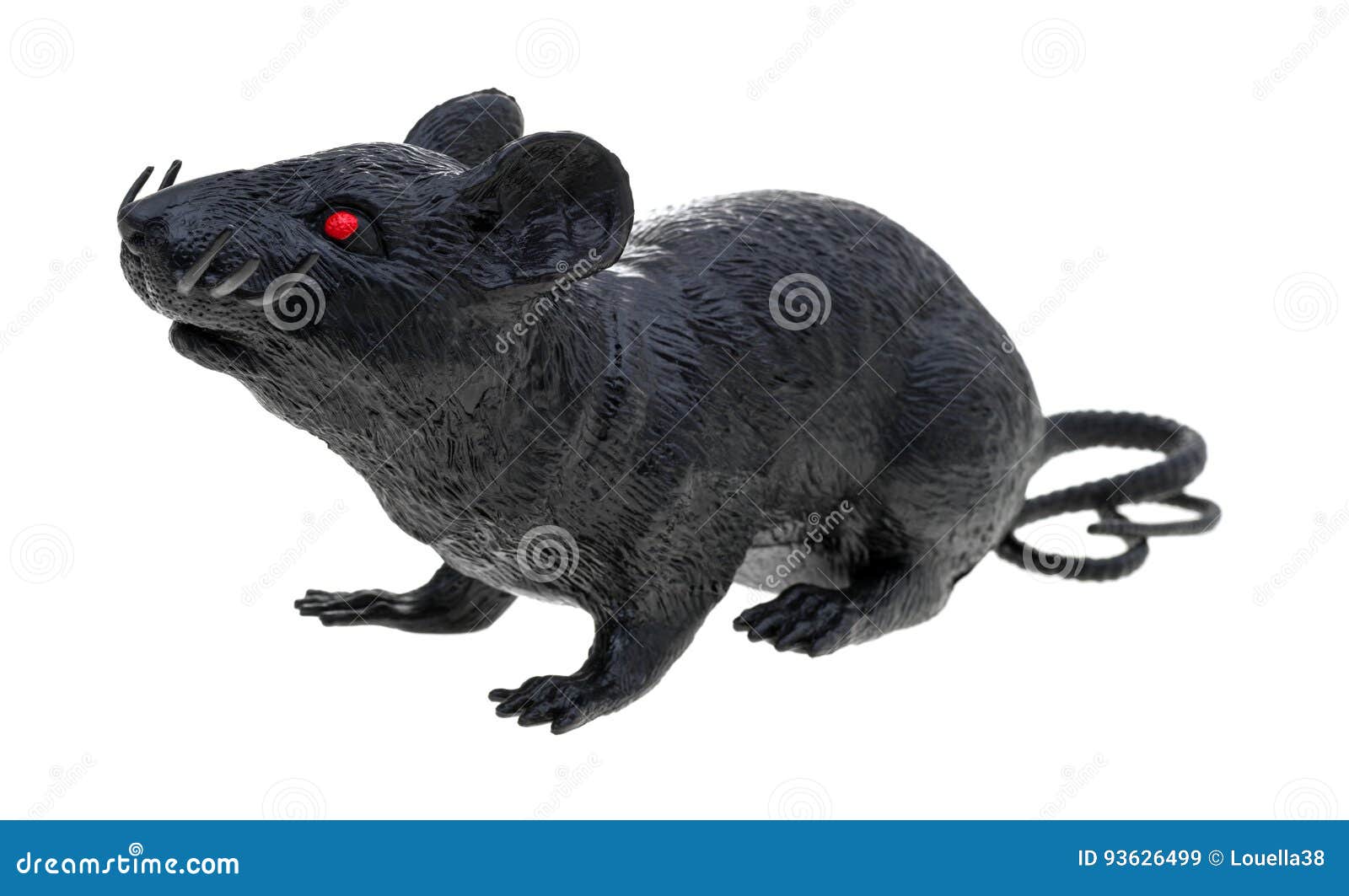 Black Plastic Toy Rat on a White Background Stock Image Image of