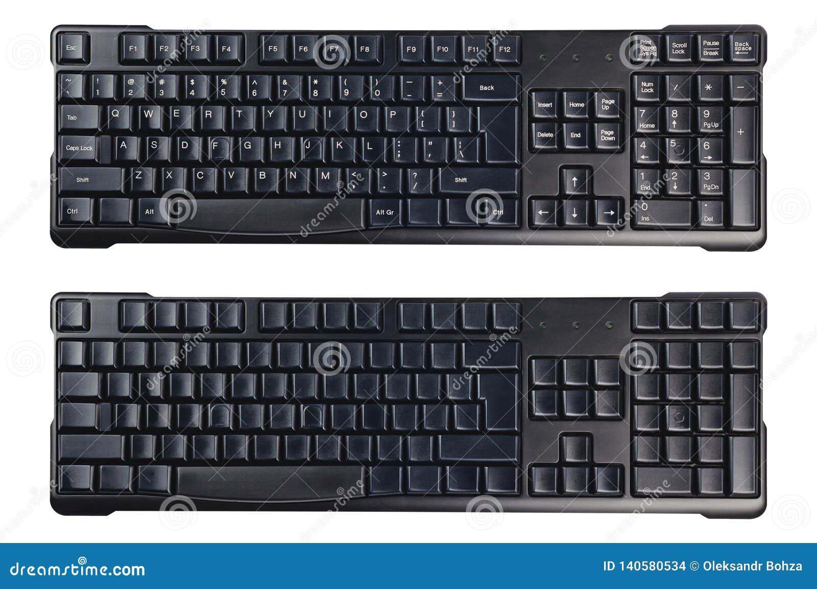 Black Plastic Wireless Computer Keyboards with Symbols and without