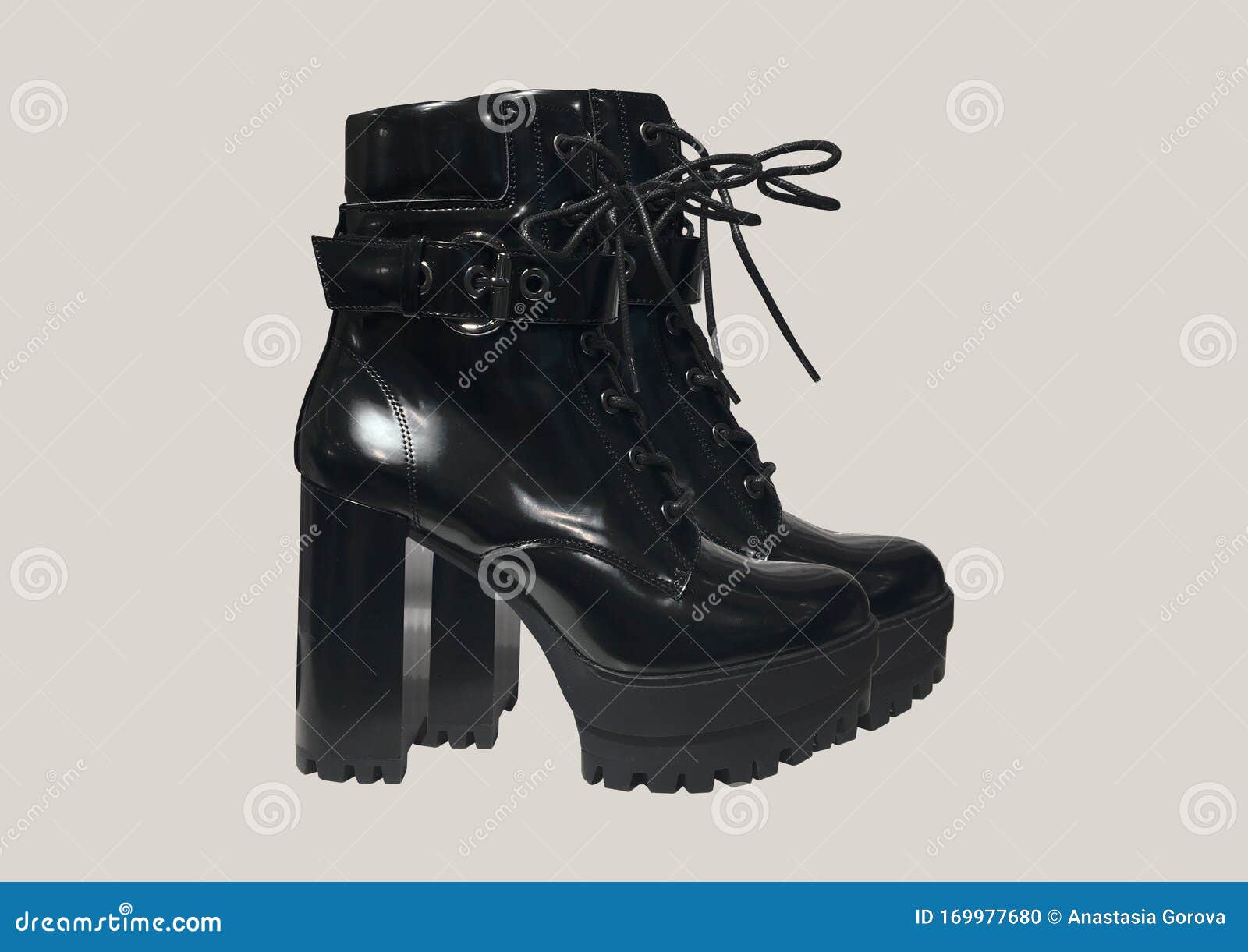 Black Platform High-heel Ankle Boots Stock Photo - Image of environment ...