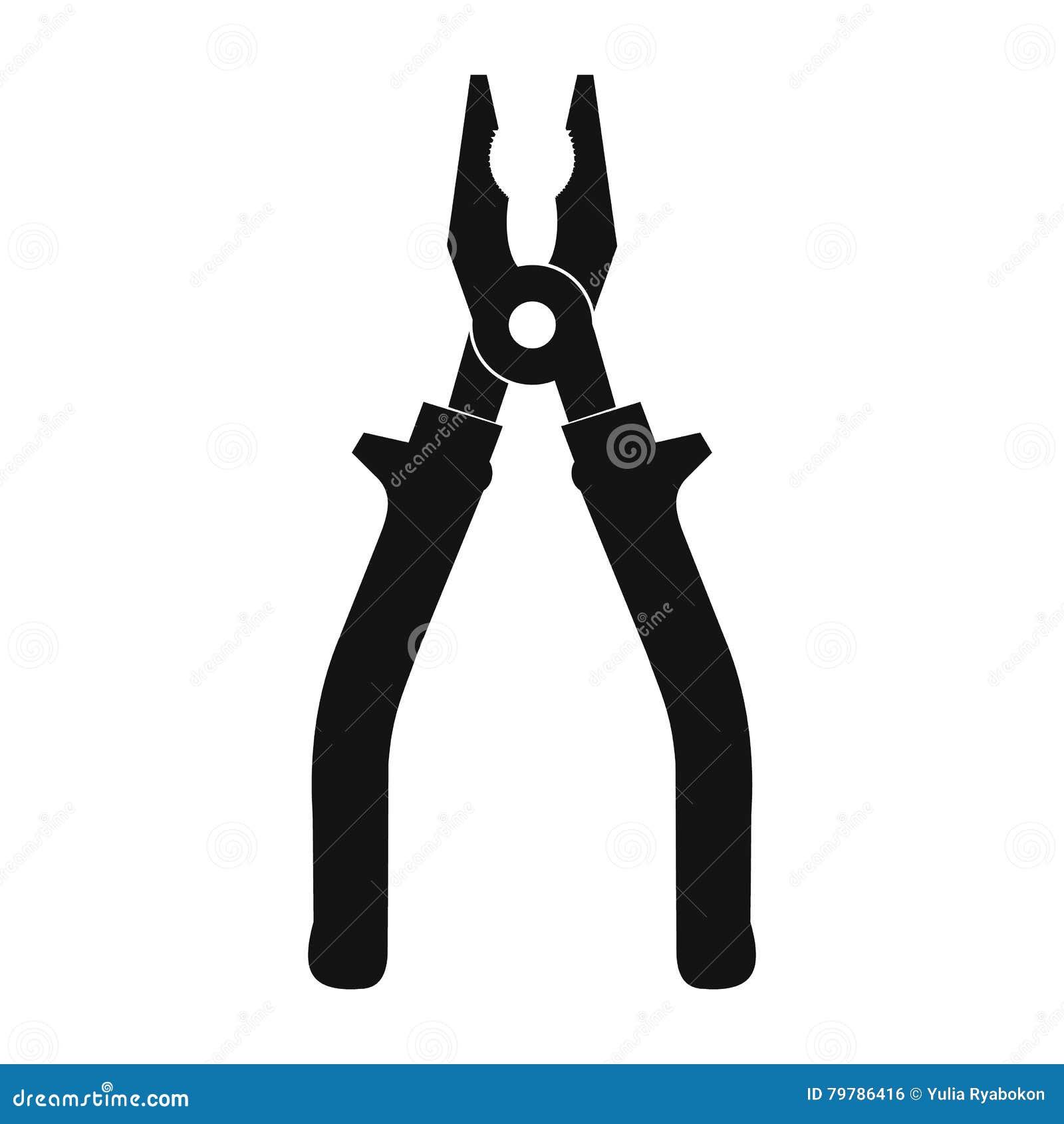 Black pliers flat icon stock vector. Illustration of silhouette 79786416