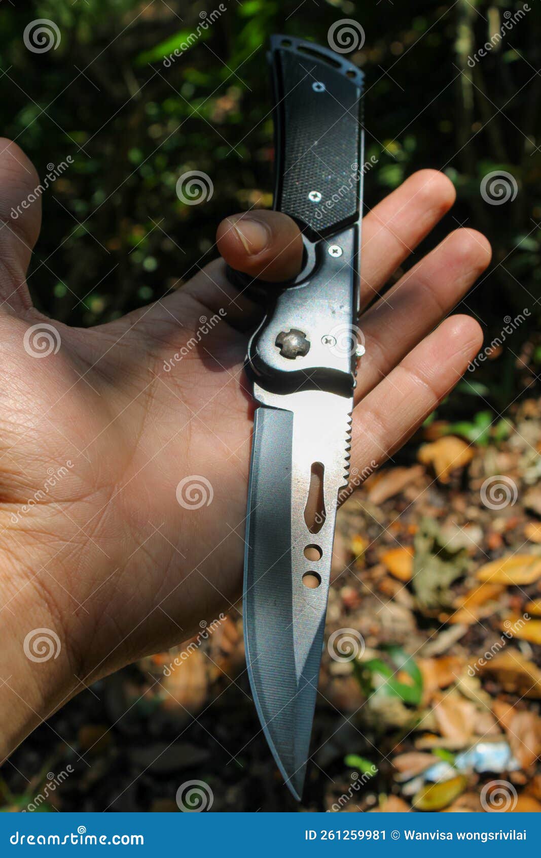 This is a Black Pocket Knife for Selfdefense or Forestry. Stock Image
