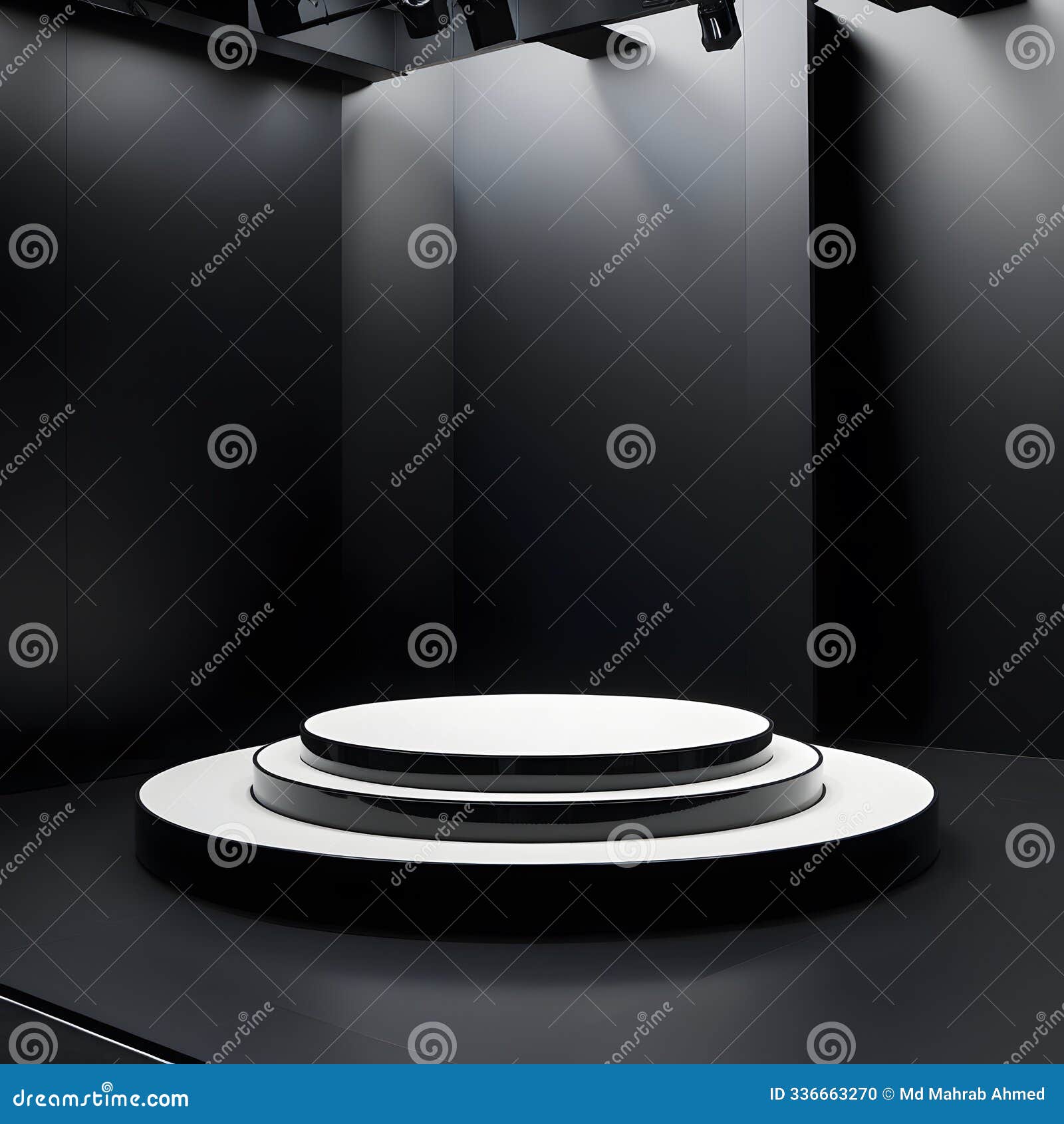 black podium and black background for product presentation. ai generated