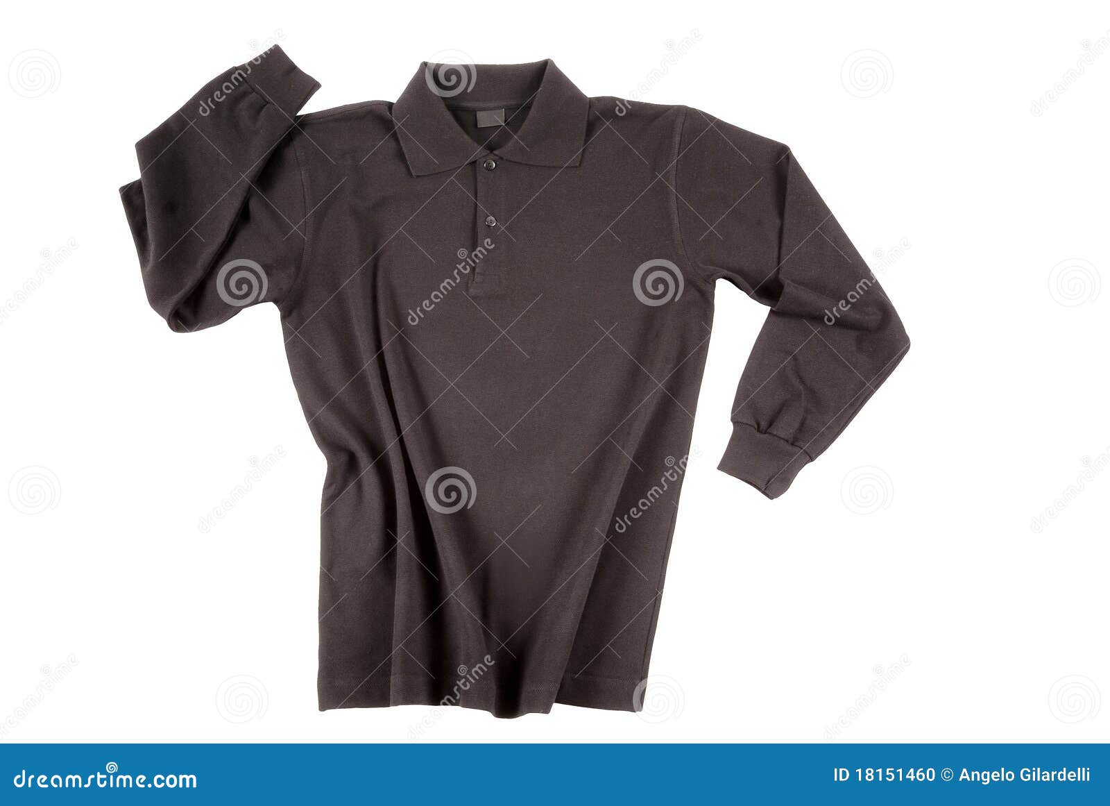 Black Polo Shirt Long Sleeve Stock Photo Image of casual, cotton