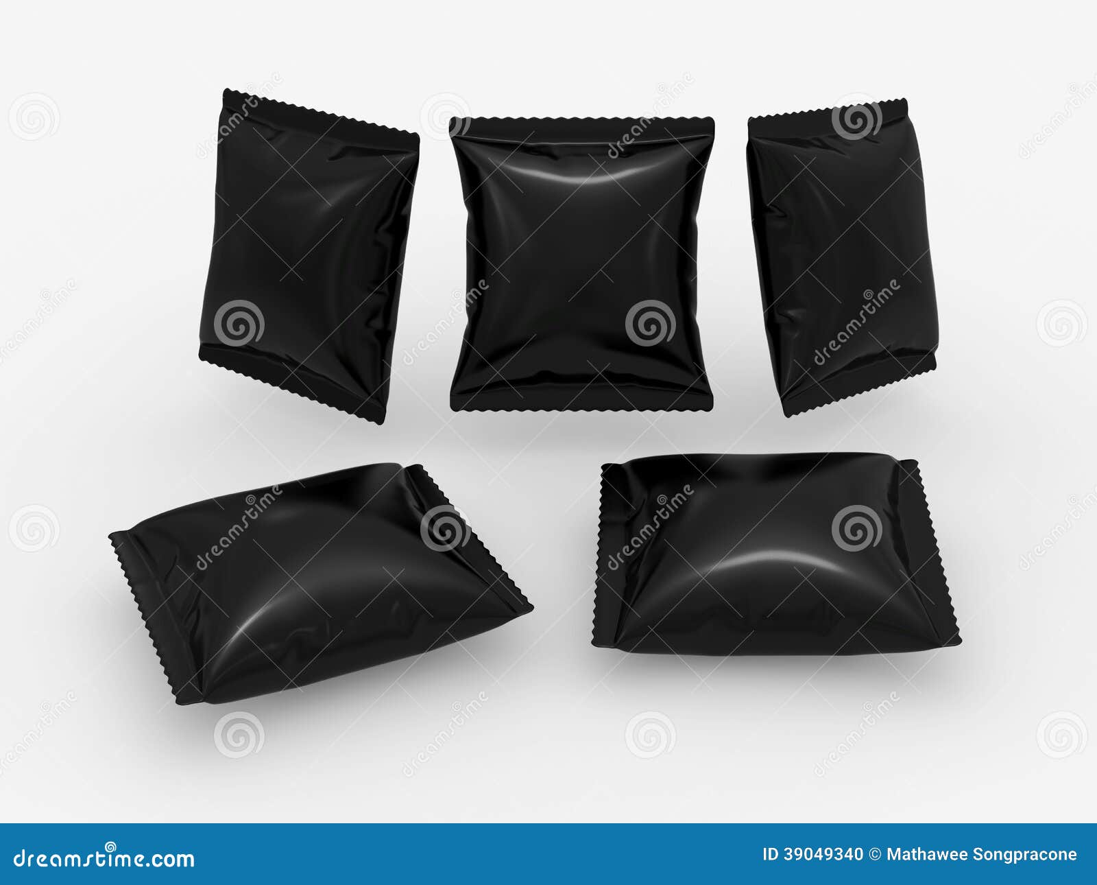Black Pouch Packaging Design with Clipping Path Stock Illustration