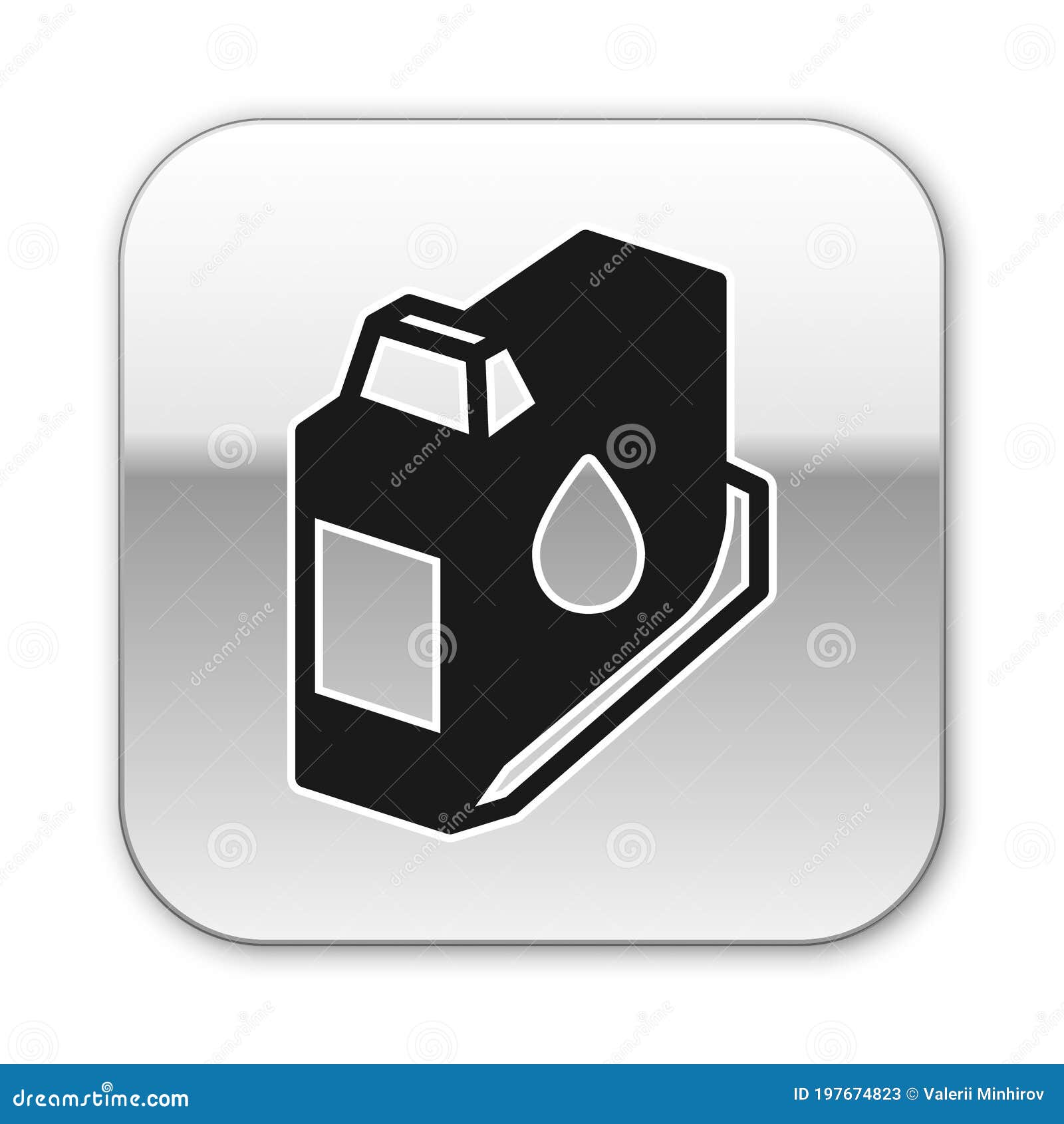 Black Printer Ink Cartridge Icon Isolated on White Background. Silver  Square Button Stock Vector - Illustration of drop, paper: 197674823