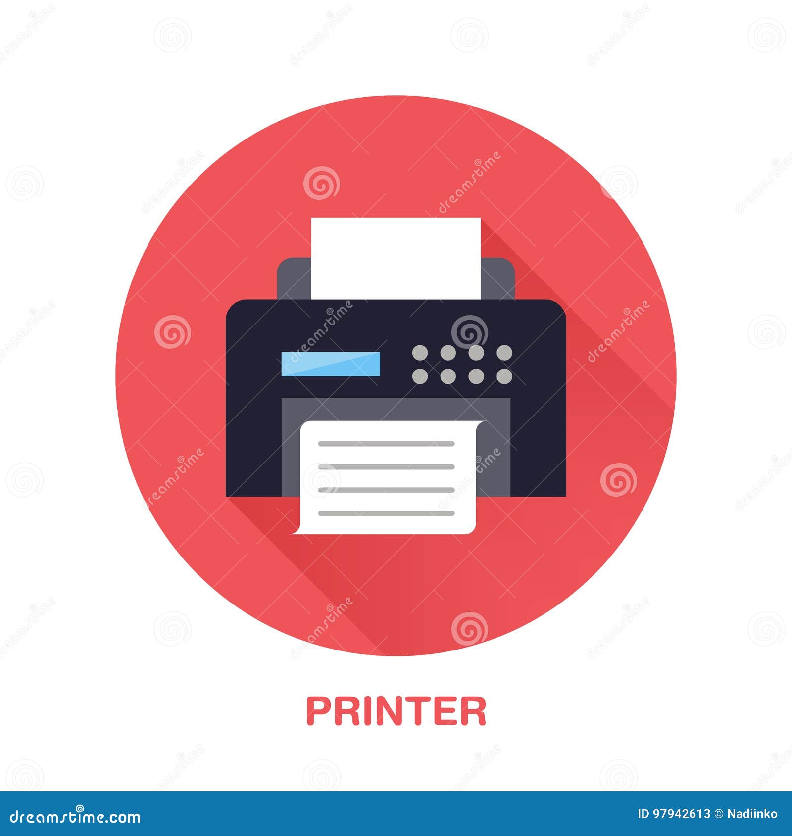 Black Printer with Paper Page Flat Style Icon. Wireless Technology, Office  Equipment Sign Stock Vector - Illustration of gadget, office: 97942613