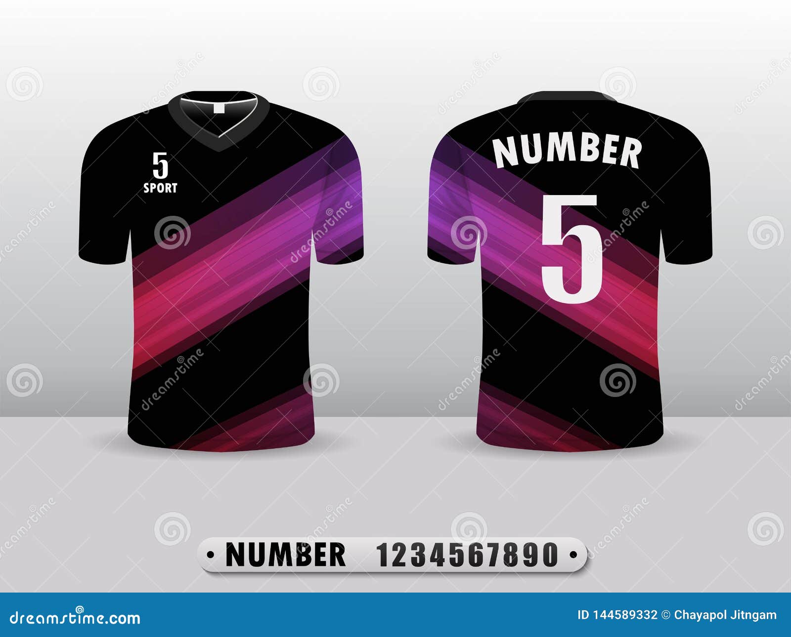 Black and Purple Football Club T-shirt Sport Design Template