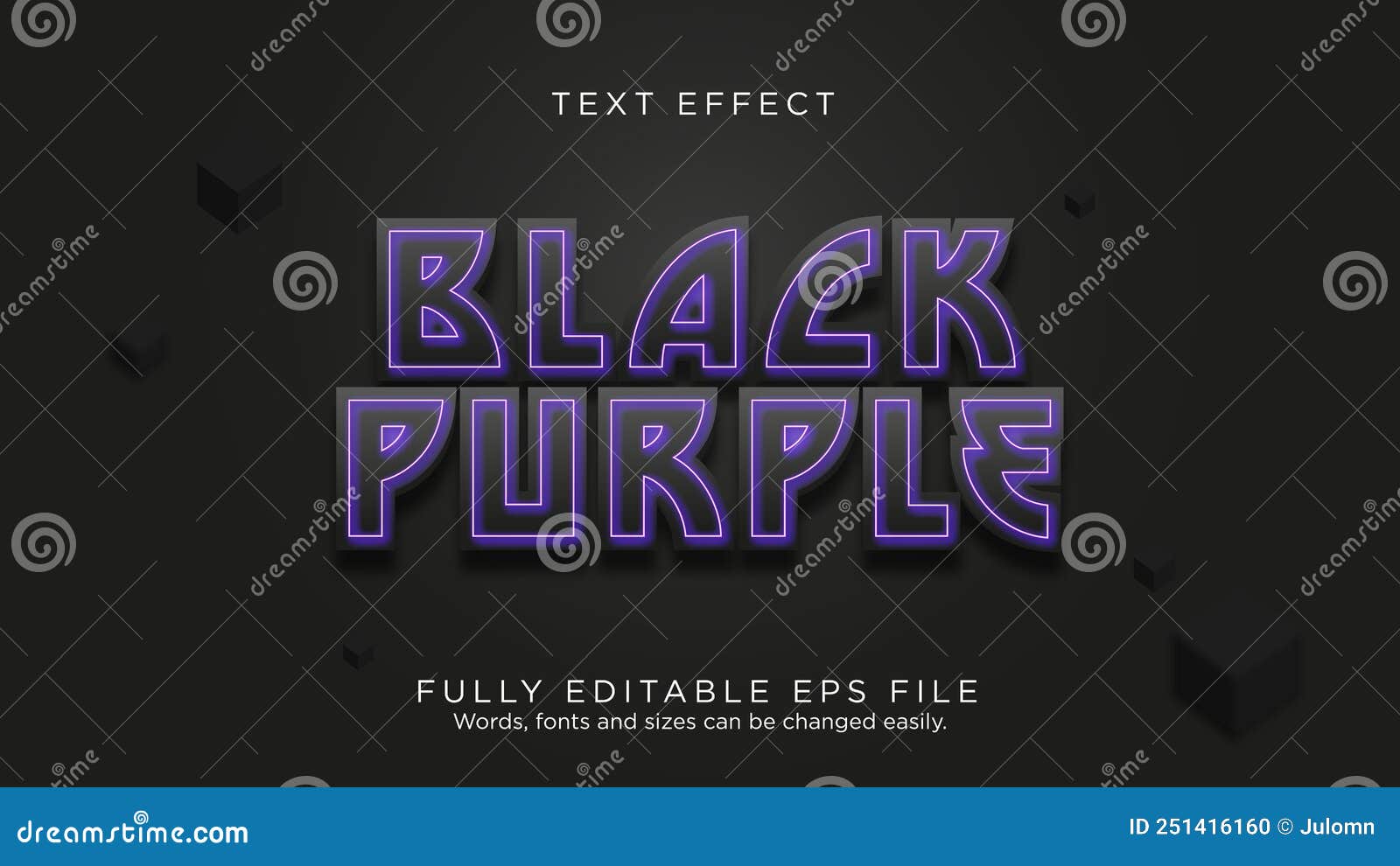 Black Purple Text Effect Font Type Stock Illustration Illustration of