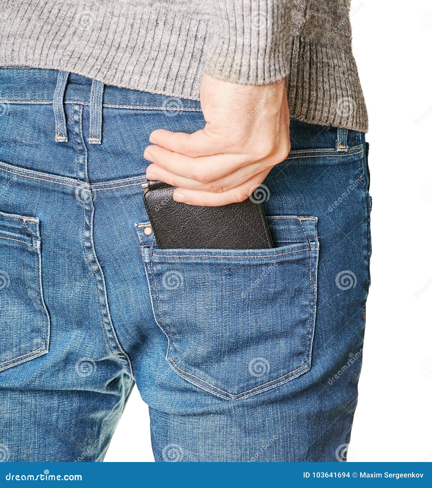 Black purse in back pocket stock photo. Image of fashion - 103641694