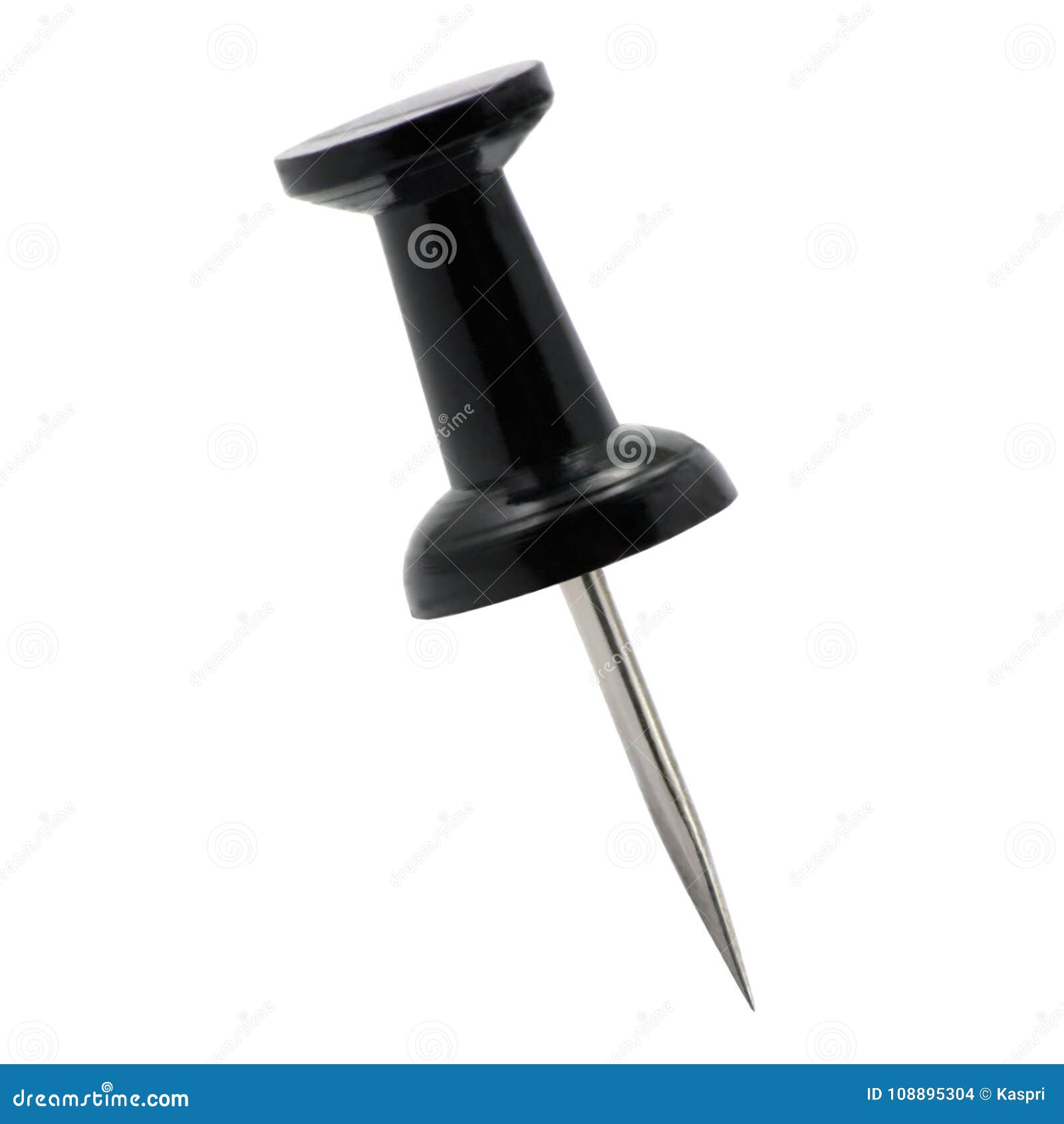 Black Pushpin Thumbtack Drawing Pin, Isolated Push Fastening, Position