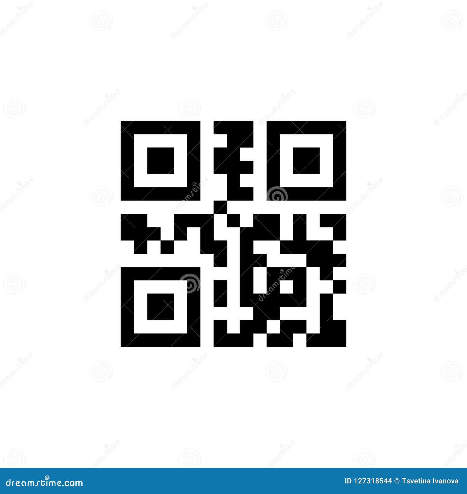 Black Qr Code Icon for Scanning with Mobile App. Stock Vector