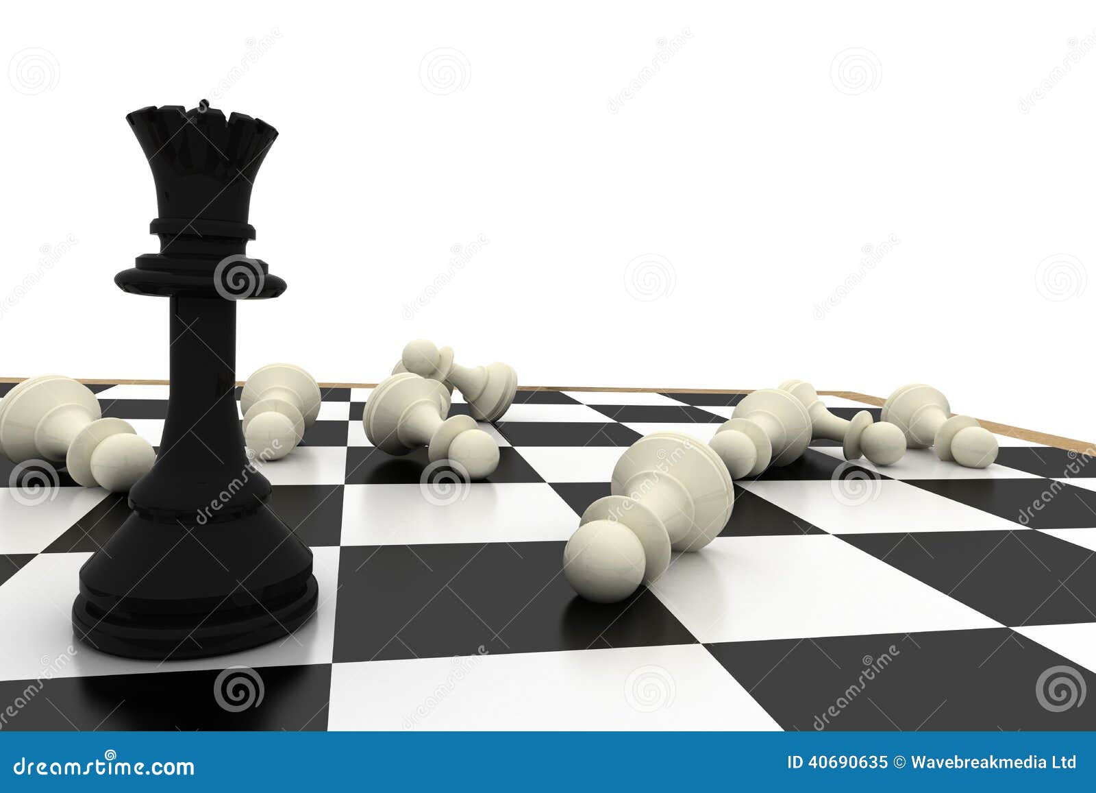 Black Queen Standing with Fallen White Pawns Stock Illustration ...
