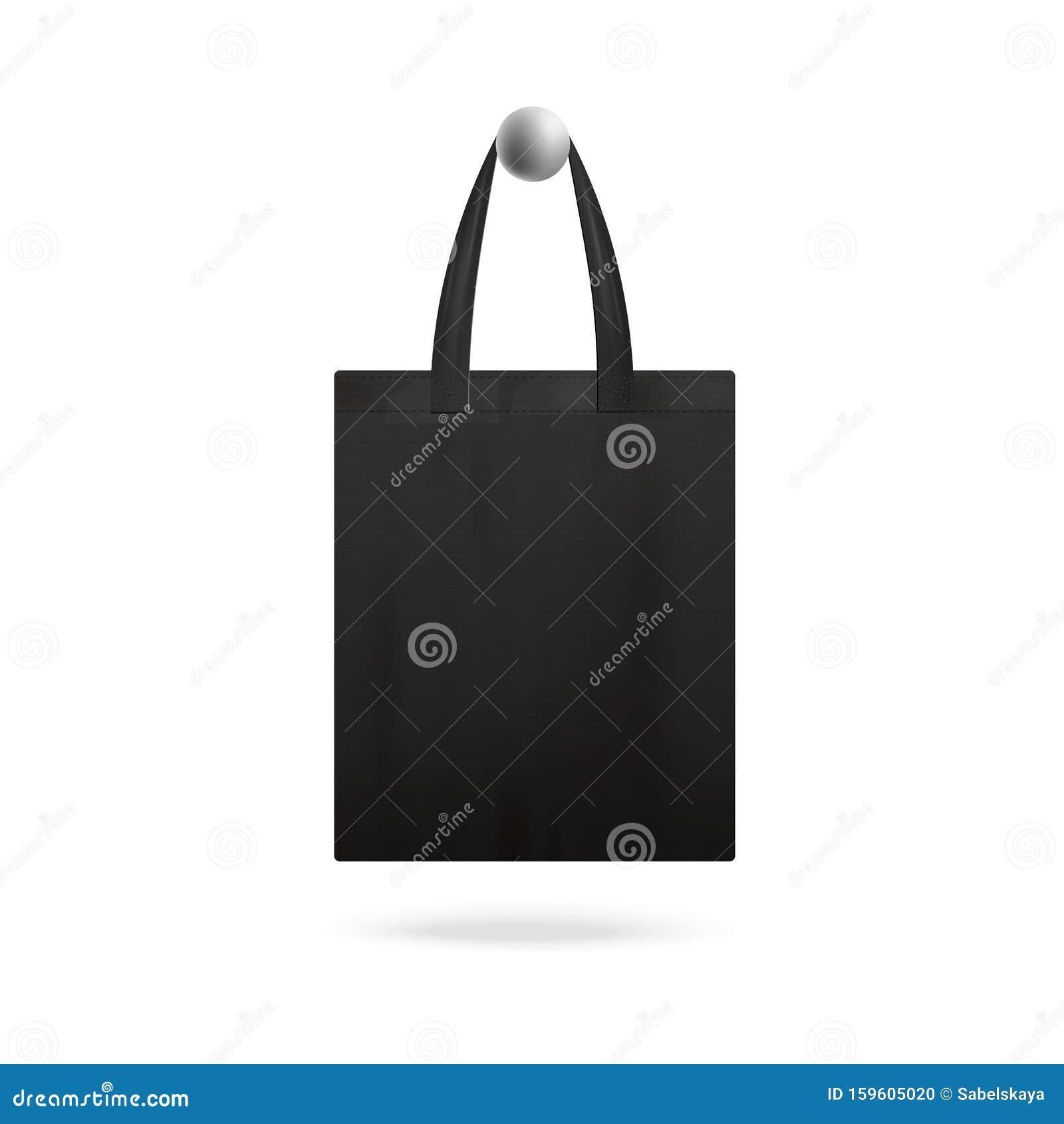 Download Black Realistic Tote Bag Mockup Hanging On Doorknob Stock ...