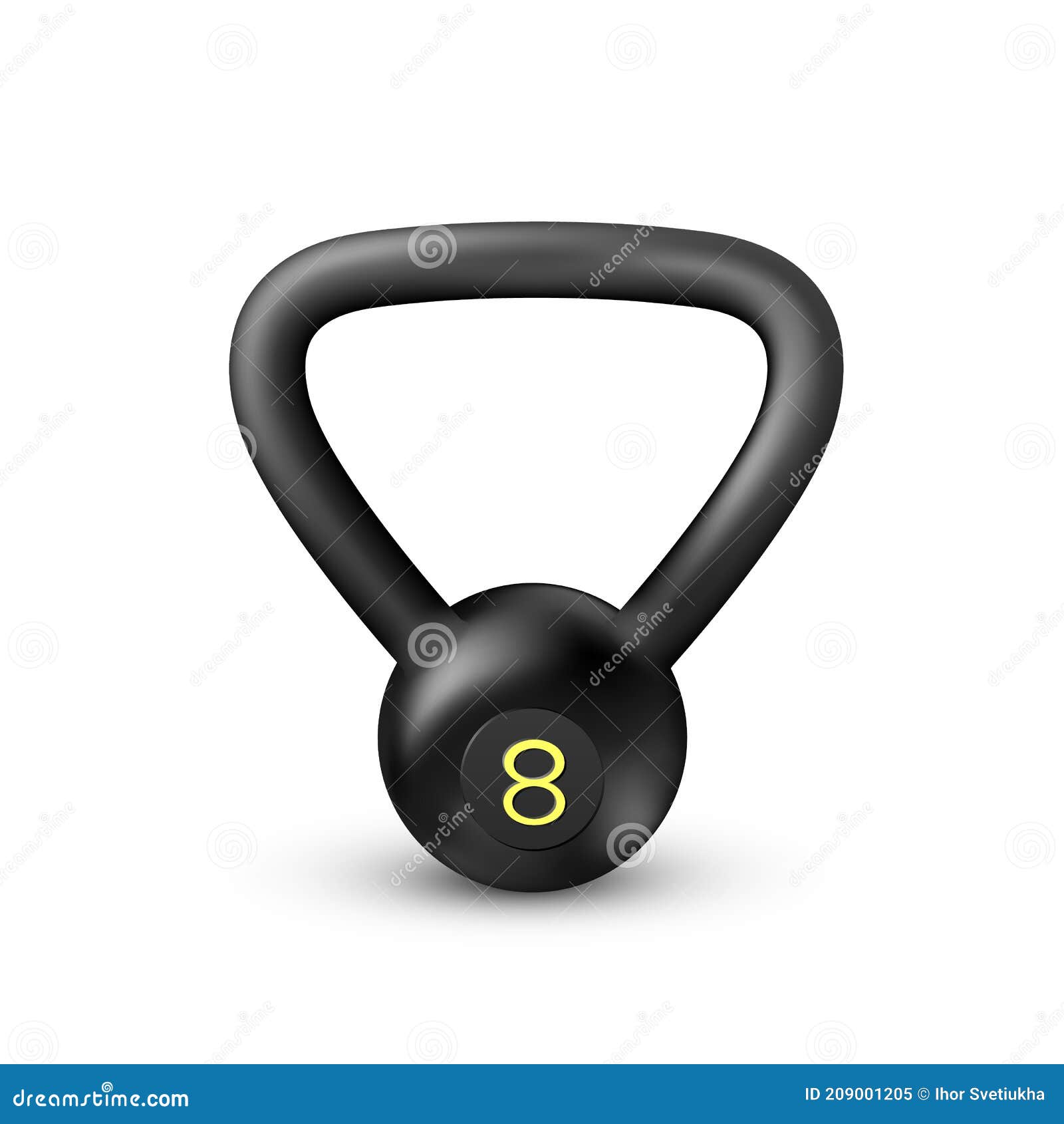 black realistic weight. kettlebell of 8 kilograms. equipment for bodybuilding and workout. 